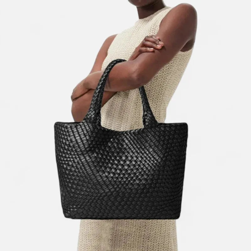 Sac à main cabas tréssé avec pochette assortie Sofia
