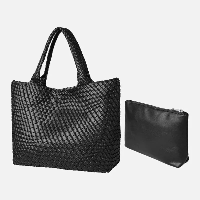 Sac à main cabas tréssé avec pochette assortie Sofia