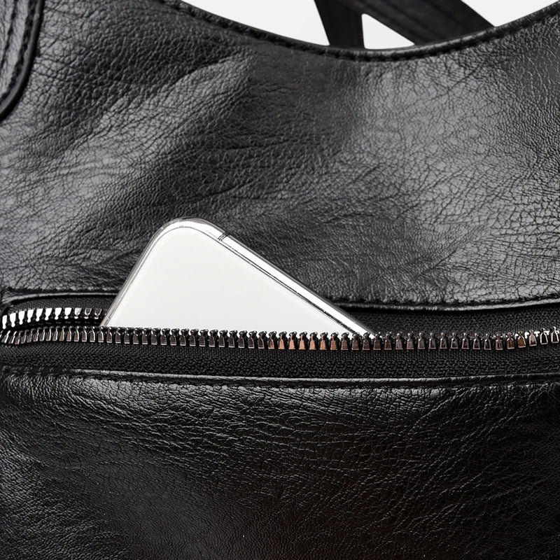 Grand sac à main de cours rétro souple à bandoulière Léonie