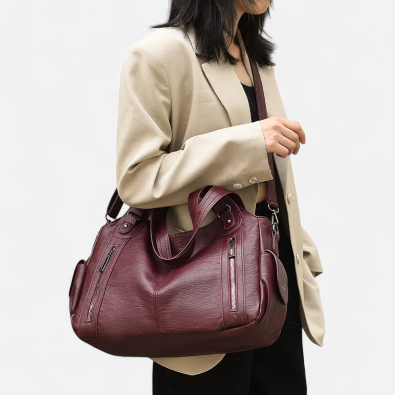 Grand sac à main de cours rétro souple à bandoulière Léonie