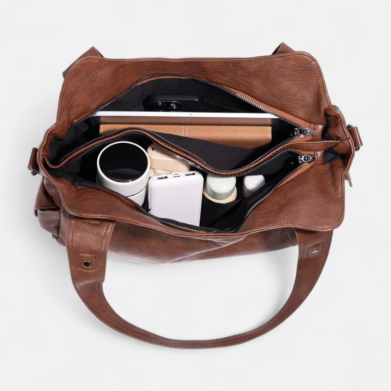 Grand sac à main de cours rétro souple à bandoulière Léonie