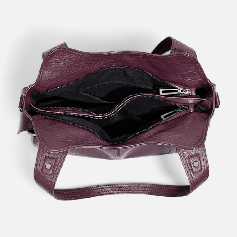 Grand sac à main de cours rétro souple à bandoulière Léonie