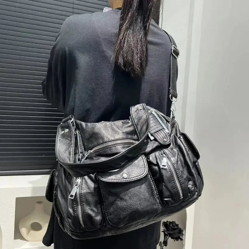 Sac à main de cours vintage et souple à bandoulière Clémentine
