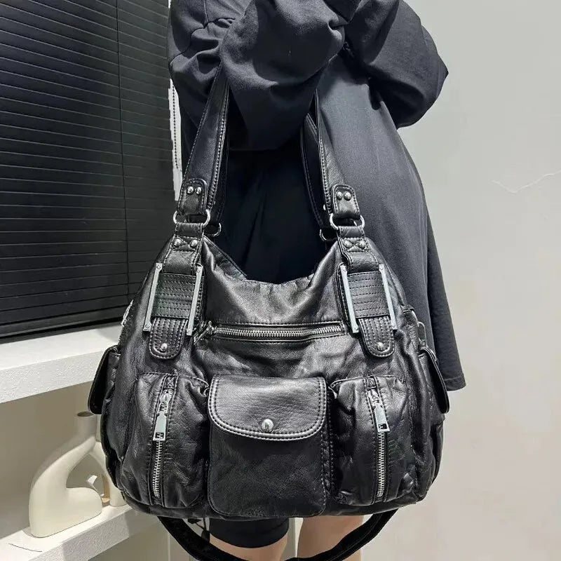 Sac à main de cours vintage et souple à bandoulière Clémentine