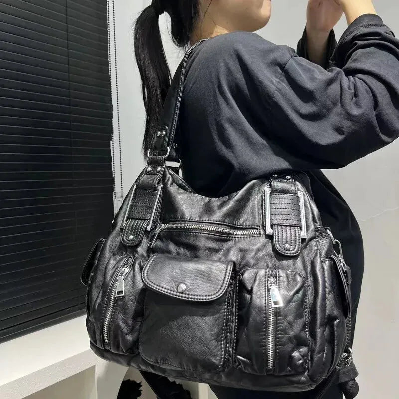 Sac à main de cours vintage et souple à bandoulière Clémentine