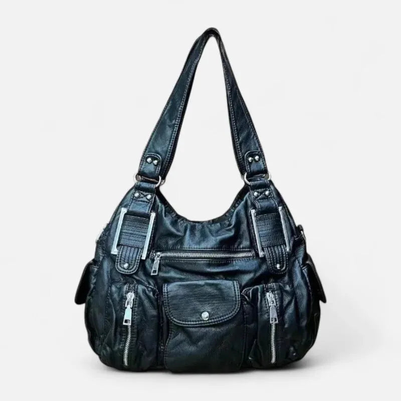 Sac à Main Vintage Femme - Bandoulière En Faux Cuir Noir, Neuf Sans étiquettes