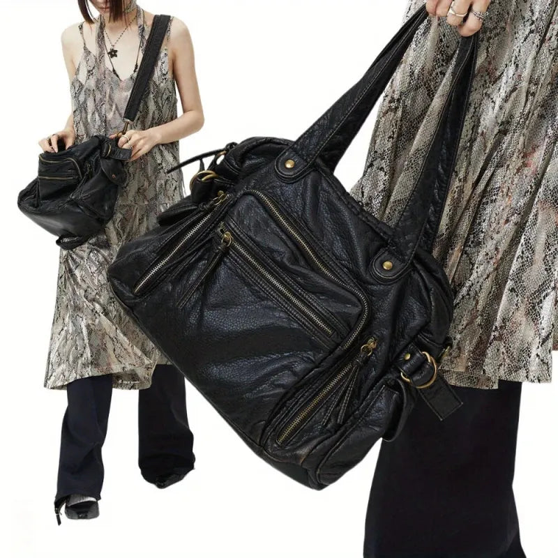 Sac à main de cours vintage multipoches à bandoulière Apolline