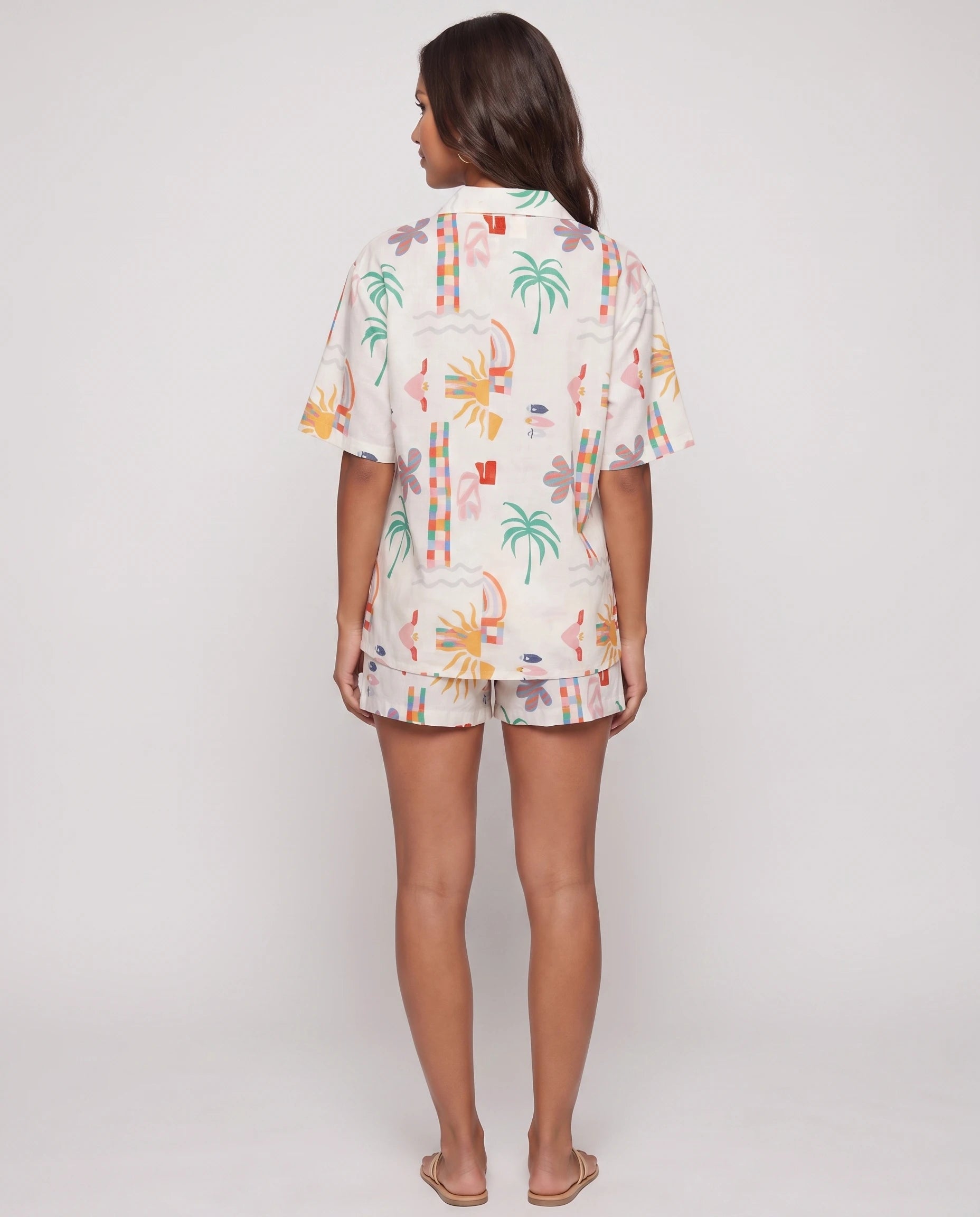 Ensemble chemise et short imprimé vacances — Solenne — Multicolore — vue de dos