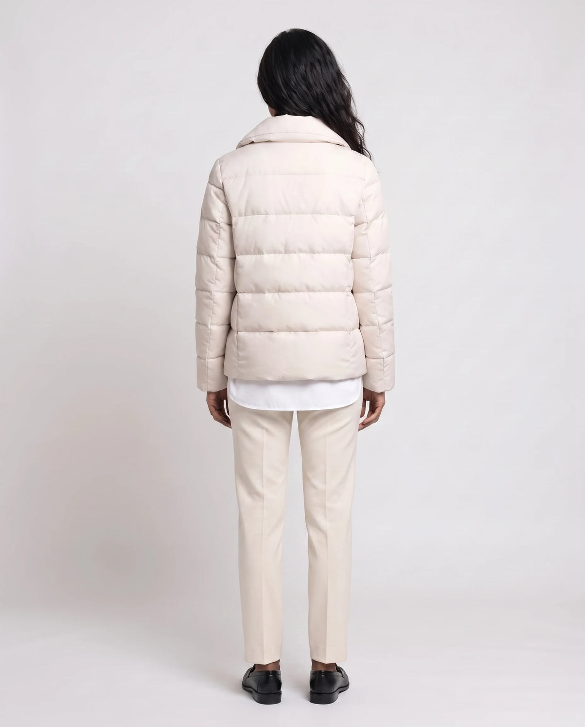 Veste matelassée courte col tailleur Agnès en Écru, vue de dos