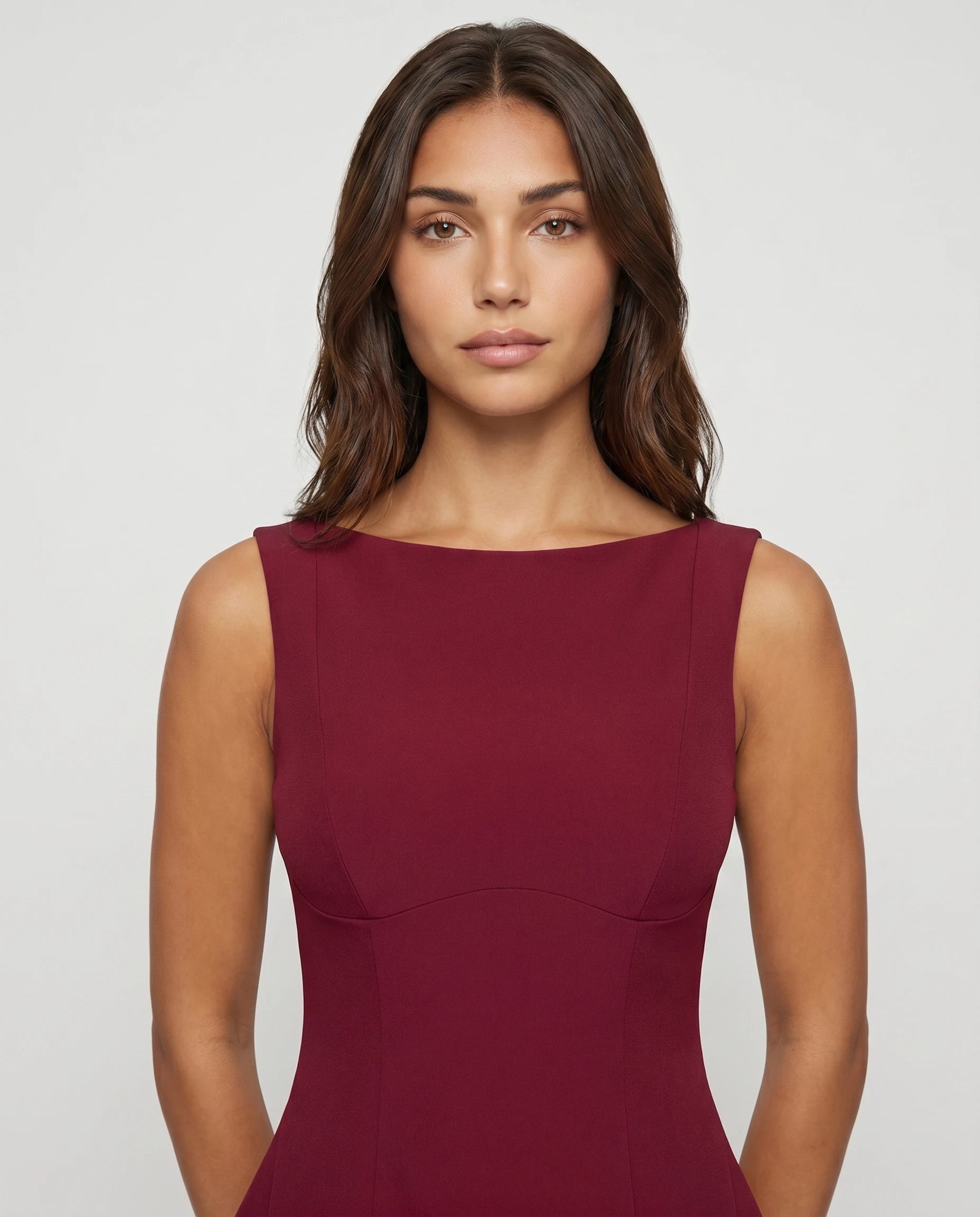 Robe courte bordeaux en crepe - Olivia
