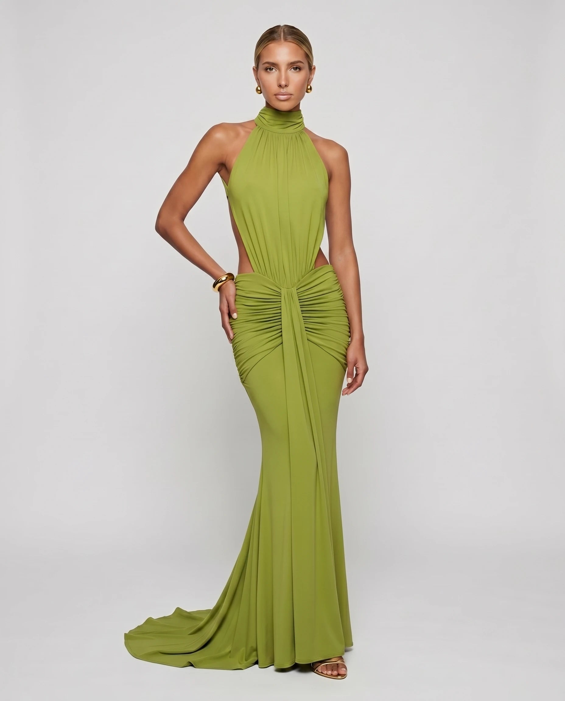Robe longue sirène en jersey — frontal