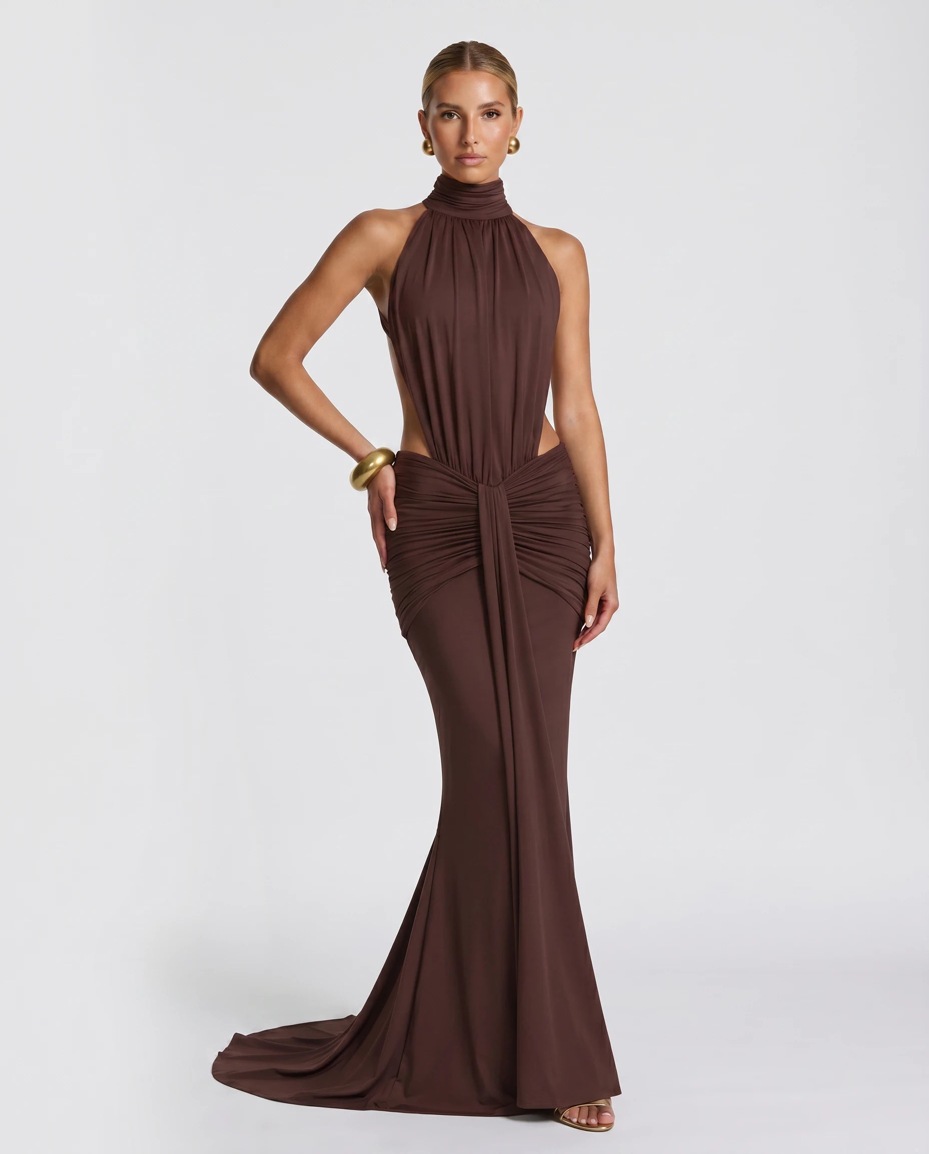 Robe longue sirène en jersey — frontal