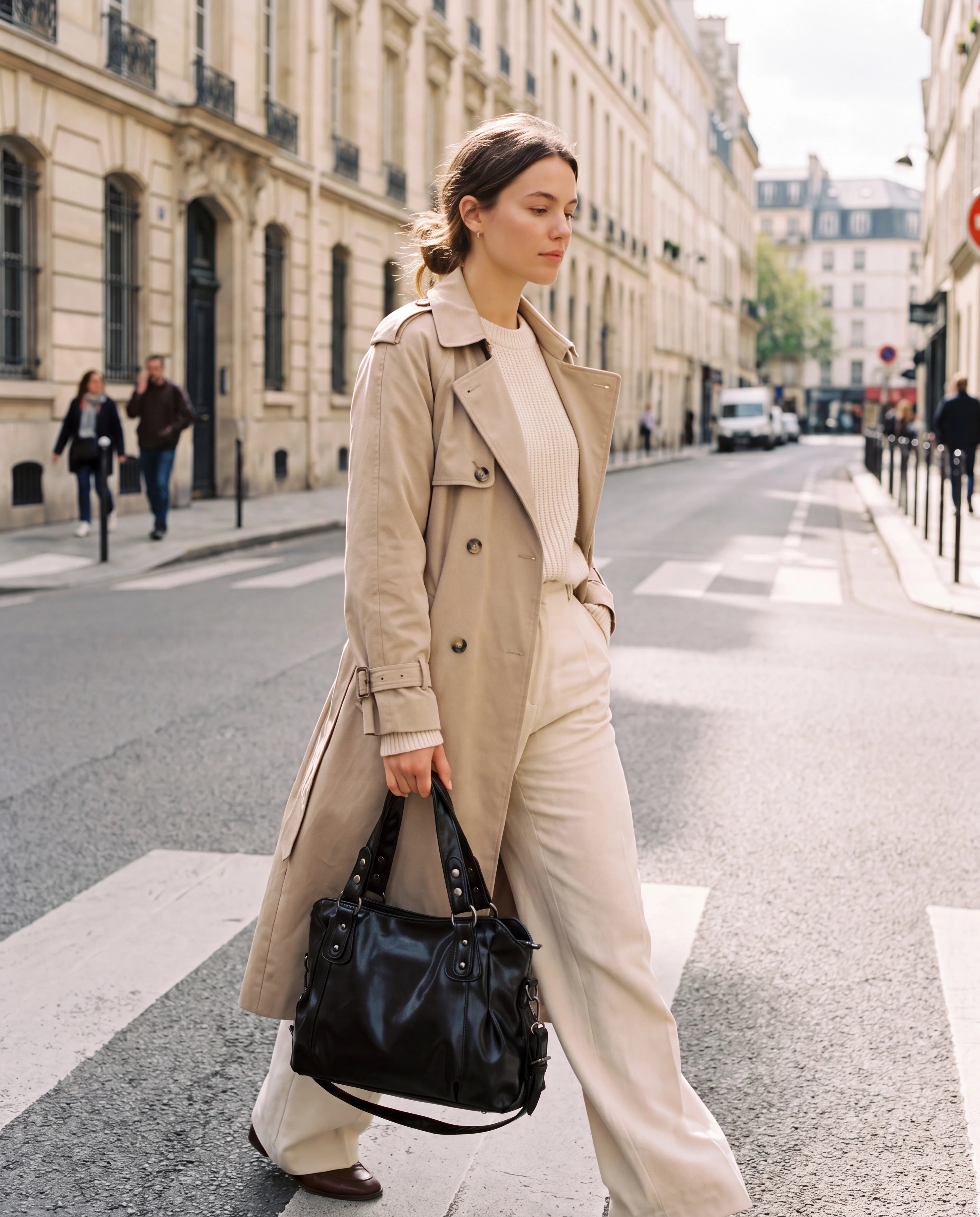 Sac à main femme Zolena — sac noir porté main en ville