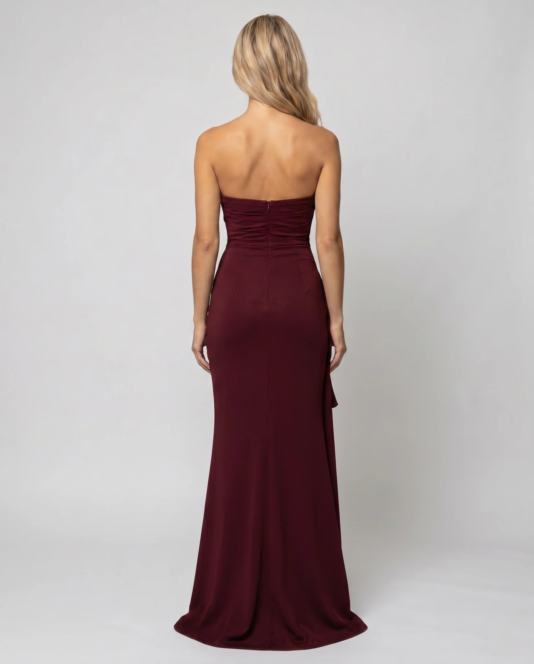 Robe longue bustier cerise laquée