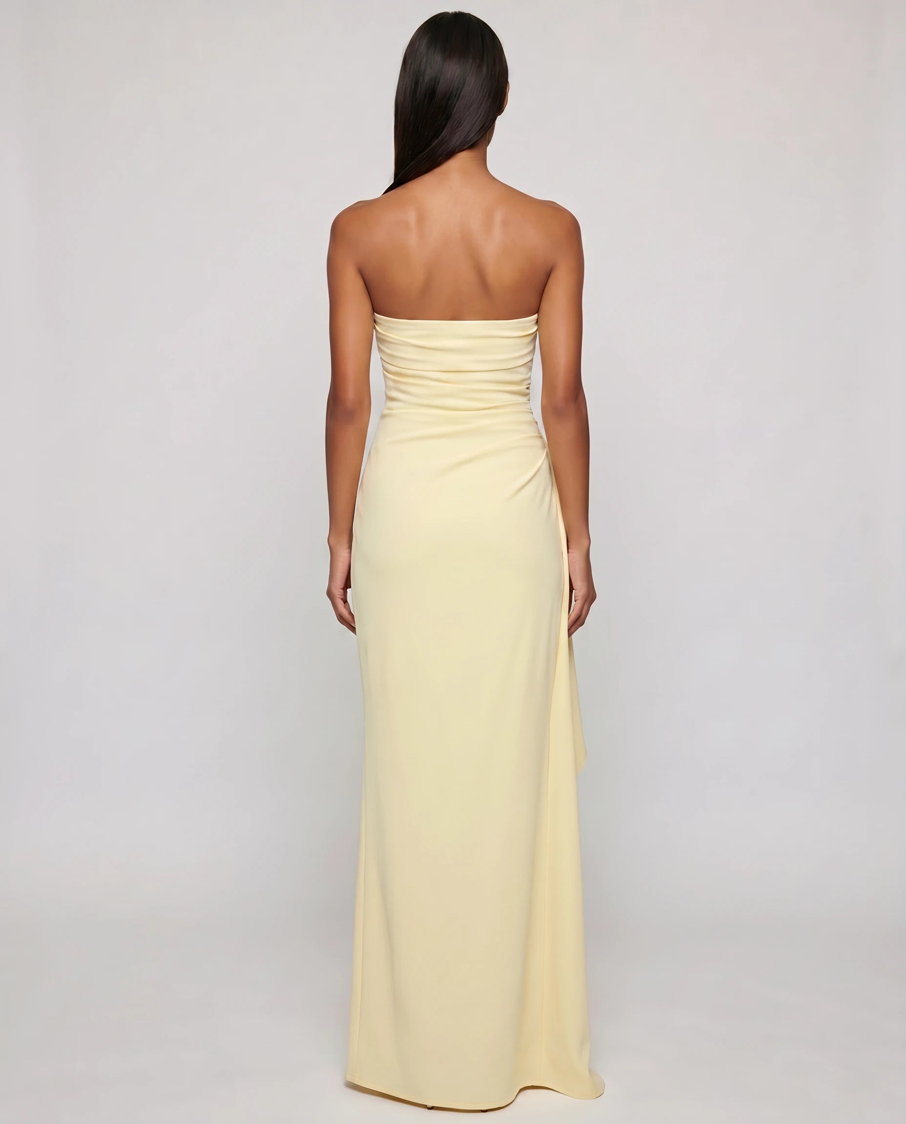 Robe longue bustier jaune citron