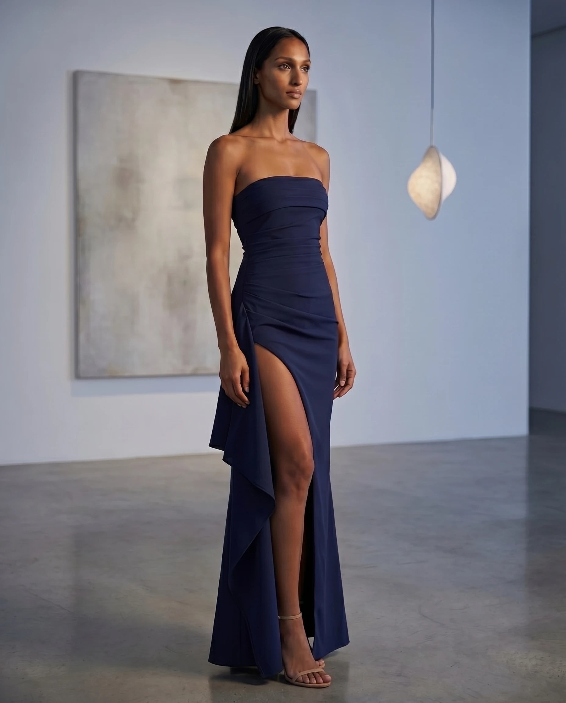 Robe longue bustier marine