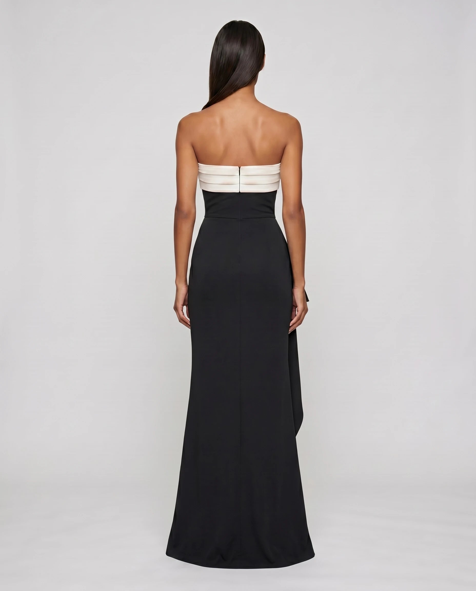 Robe longue bustier noir et blanc