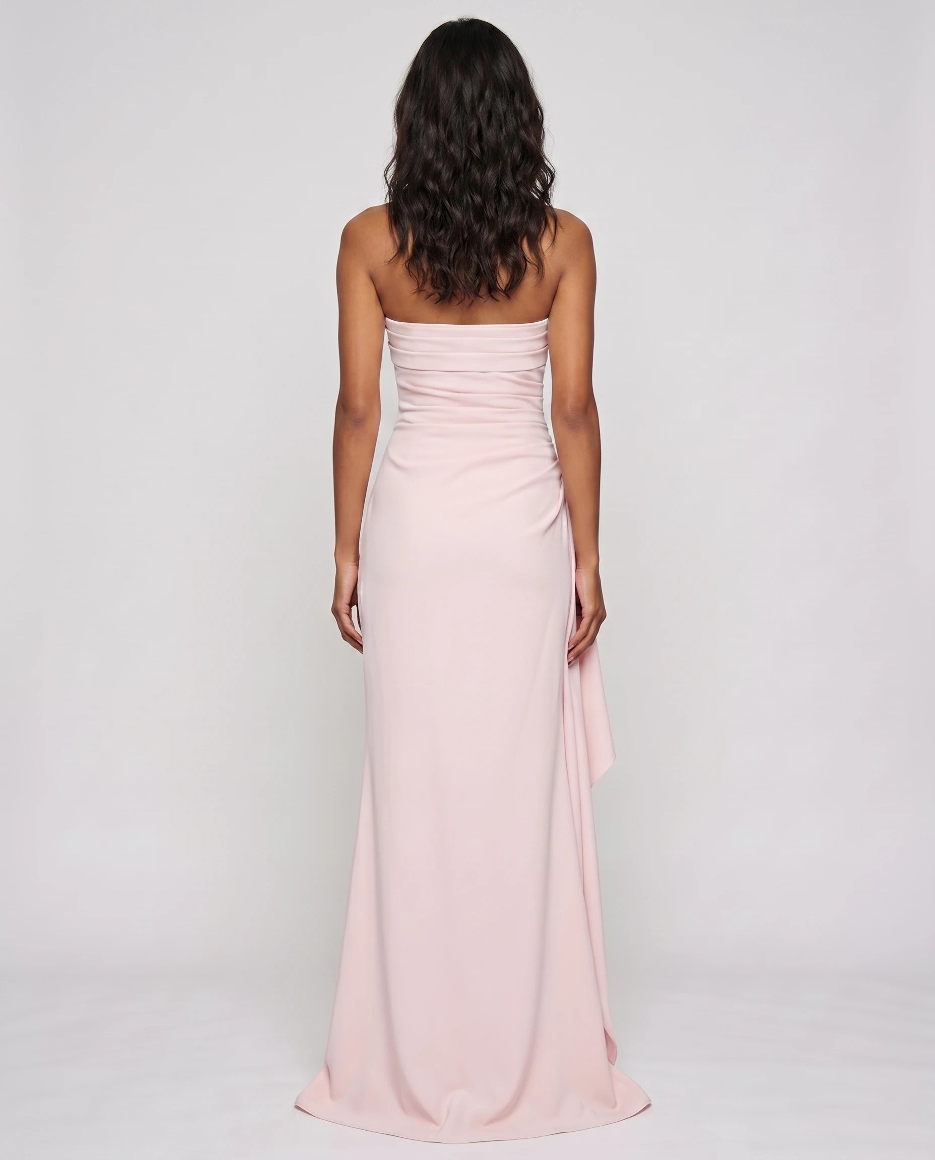 Robe longue bustier rose poudre