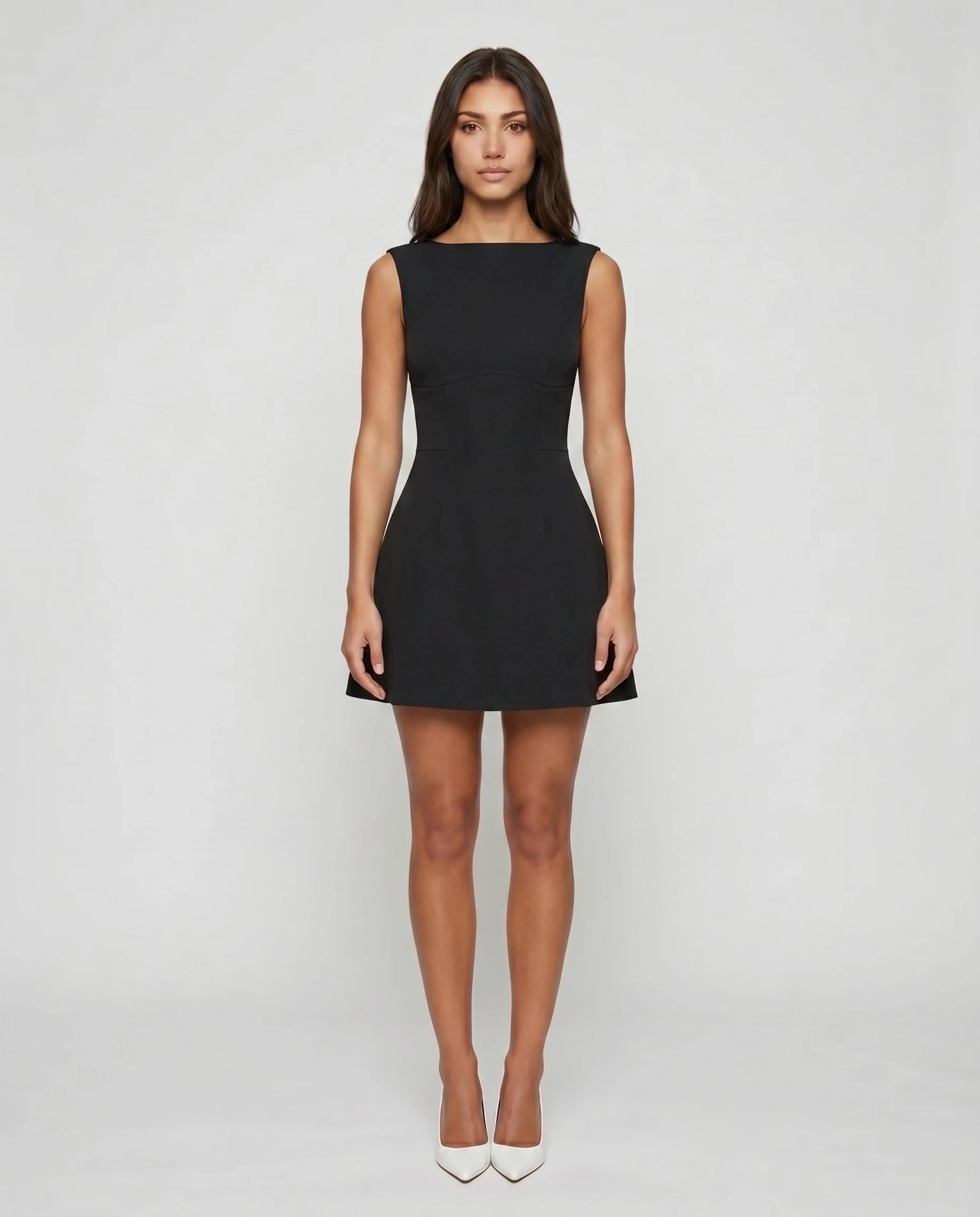 Robe courte noire en crepe - Olivia