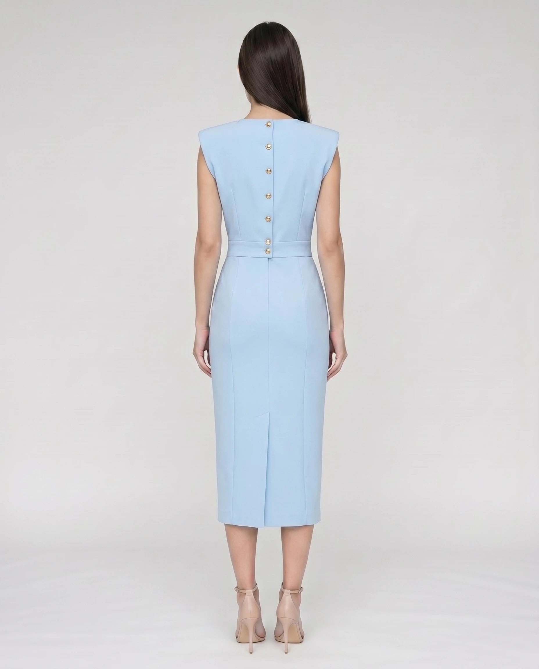 Robe midi moulante fendue Bleu Ciel Philippine