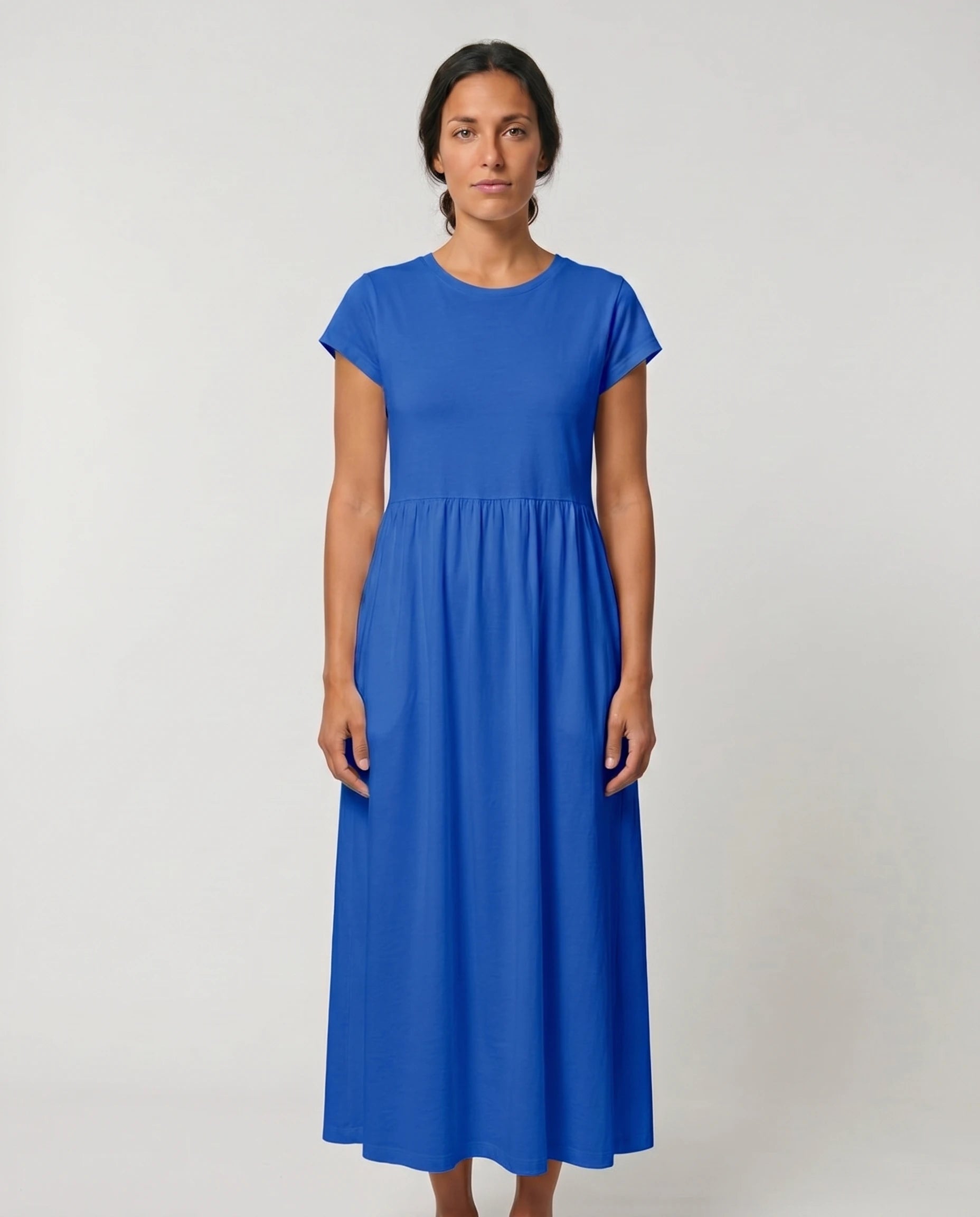Robe longue en coton bleu azur - Zolena