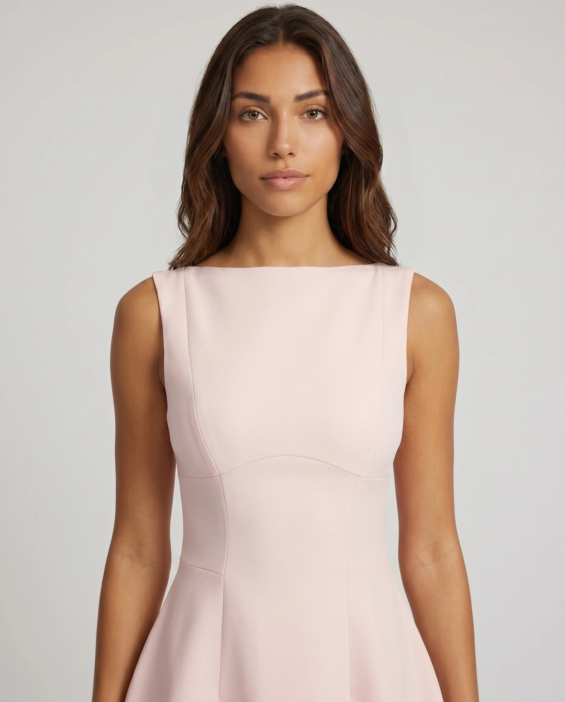 Robe courte rose poudre en crepe - Olivia