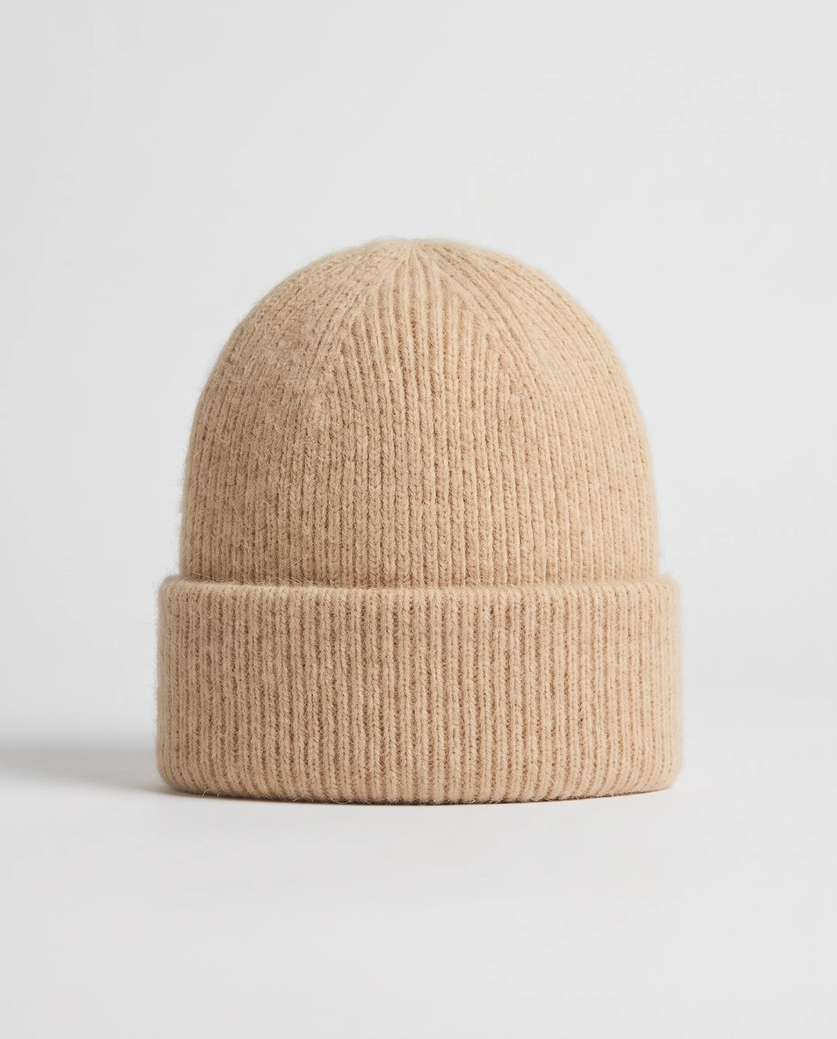 Strickmütze mit Umschlag — Thaïs, Farbe Beige, Studio-Packshot