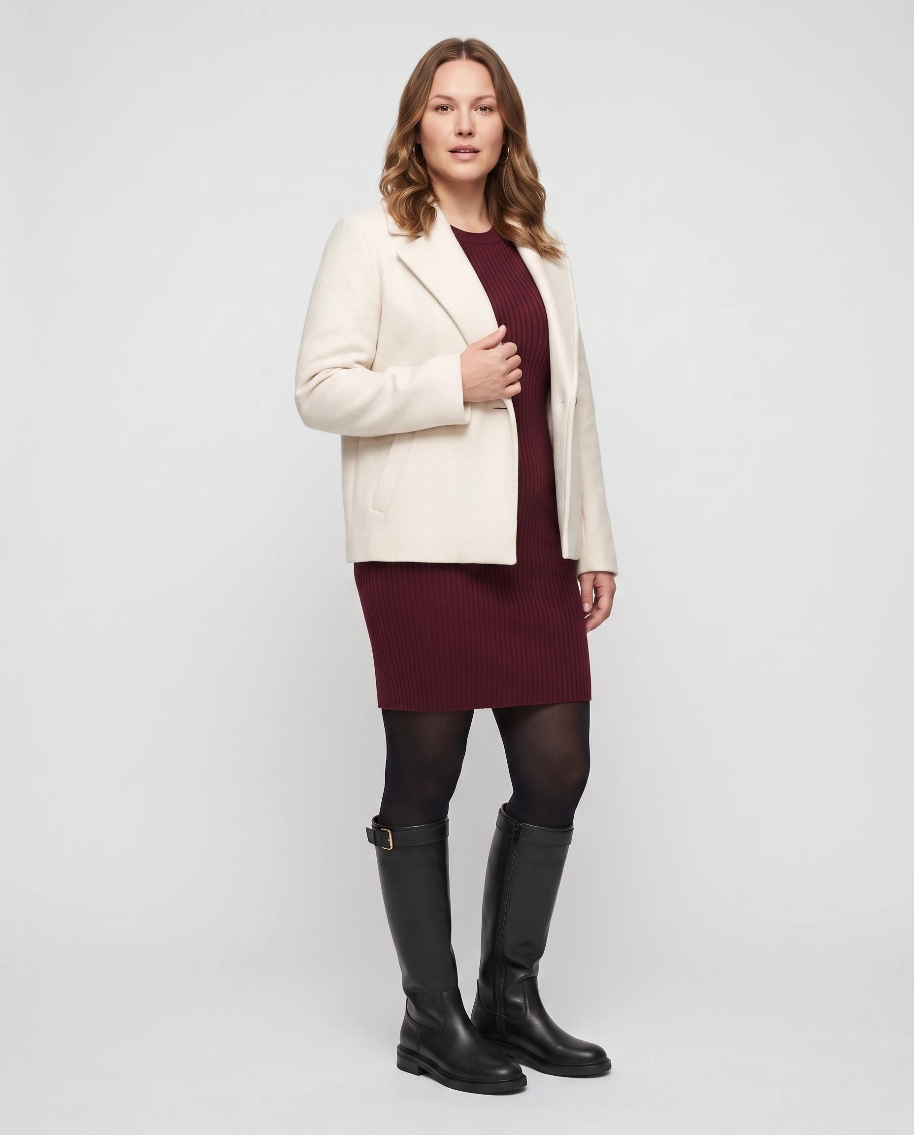 Bottes cavalieres a plateforme en simili Radegonde Noir — portées en pied
