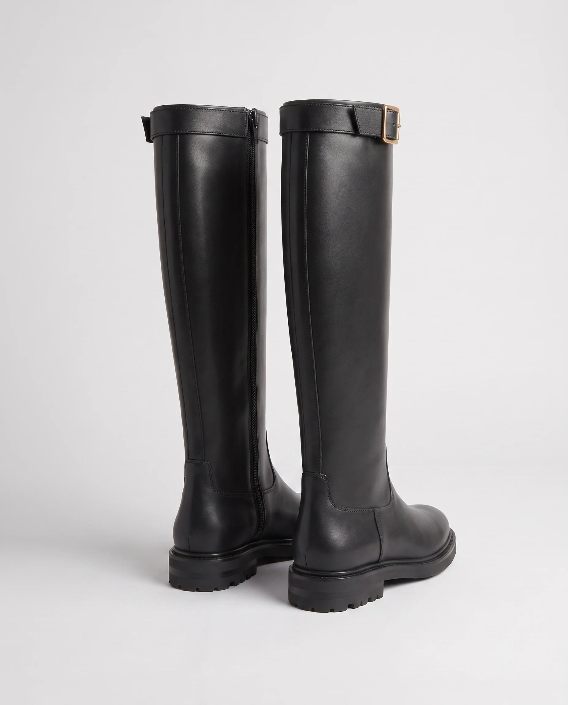 Bottes cavalieres a plateforme en simili Radegonde Noir — packshot, second angle