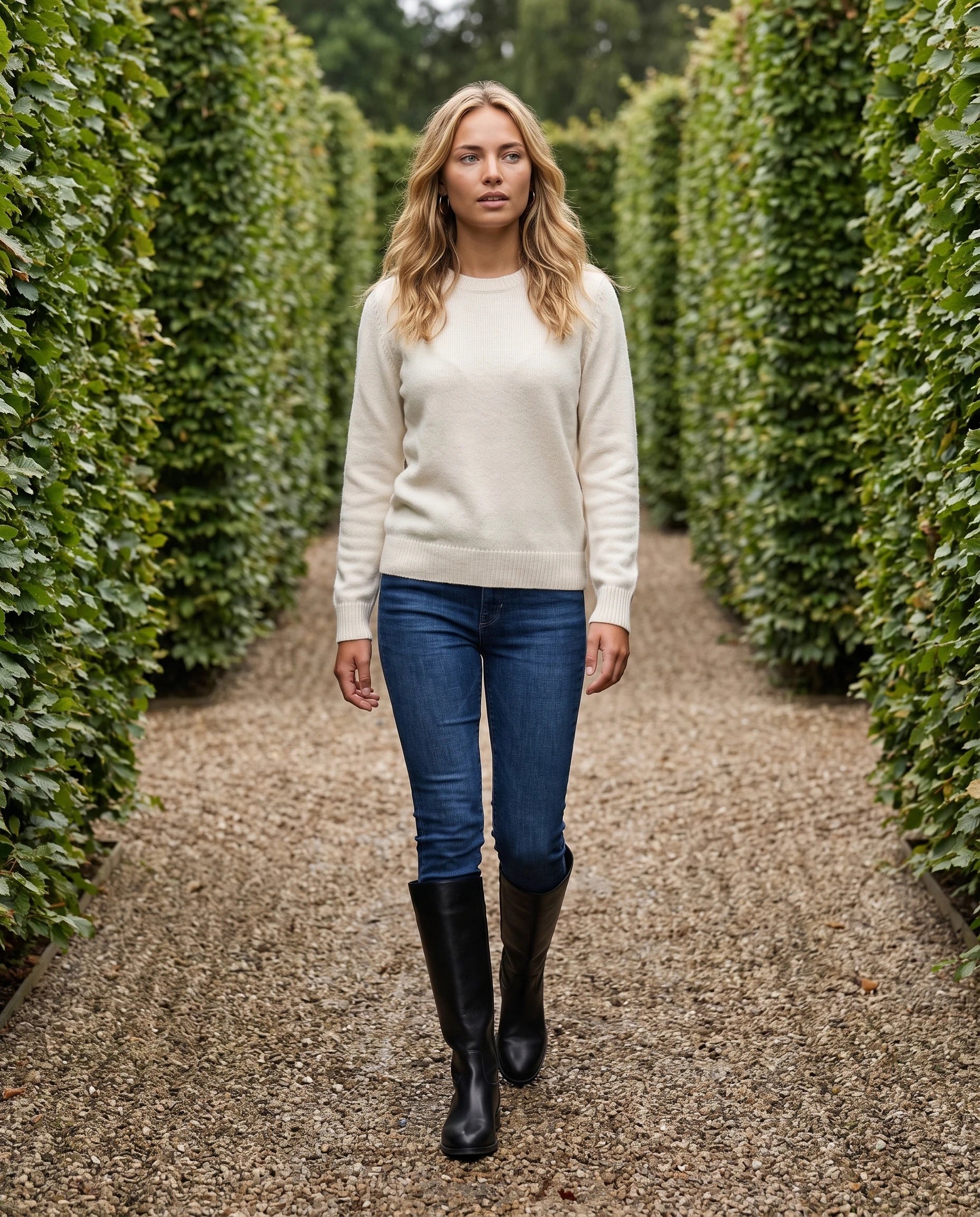 Bottes cavalieres plates en simili Ysabeau Noir — portées en situation