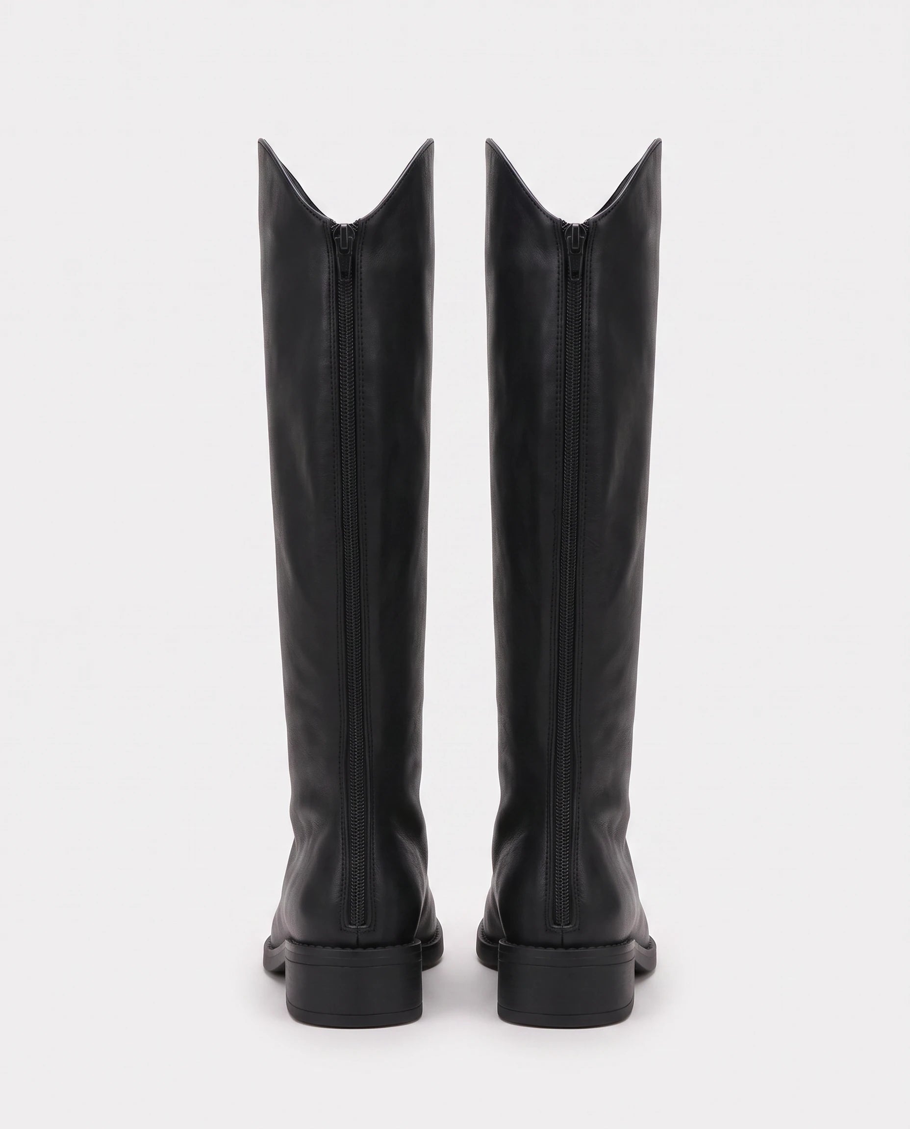 Bottes cavalières plates à découpe V Cateline — Noir, packshot vue complémentaire