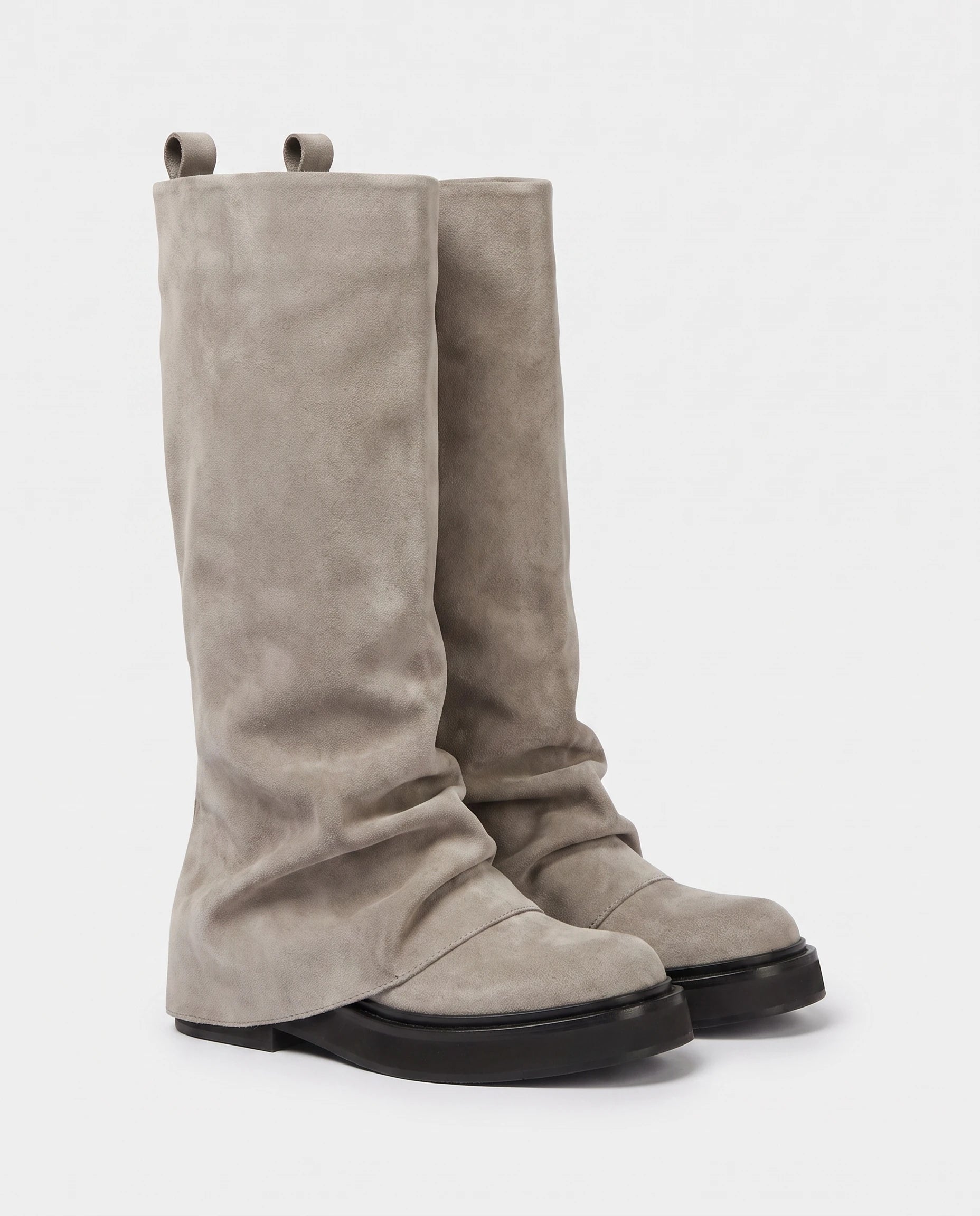 Bottes à guêtre repliée Wanda — Gris, paire en packshot studio