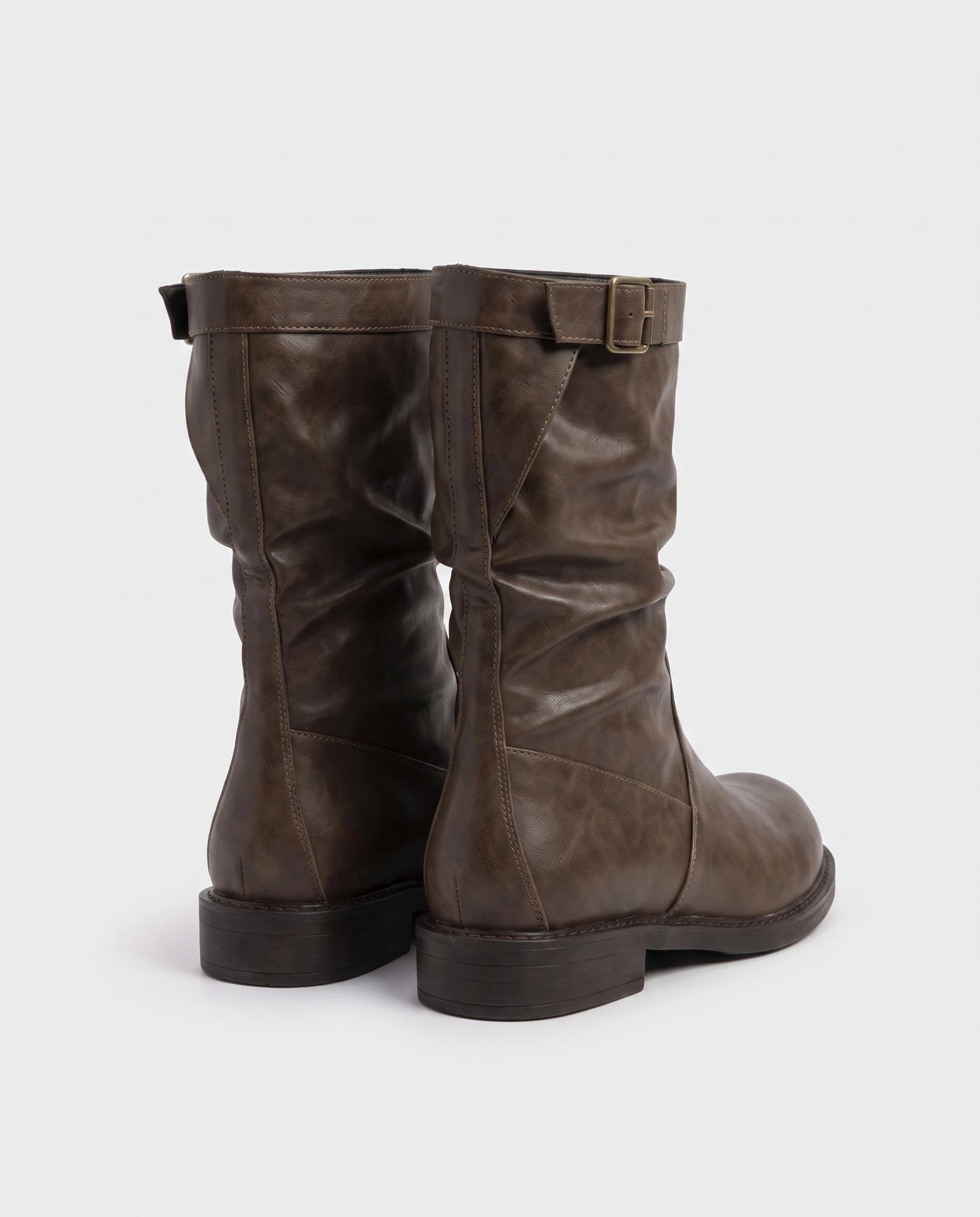 Bottes mi-mollet slouchy en simili Almire Brun Vieilli — packshot, second angle