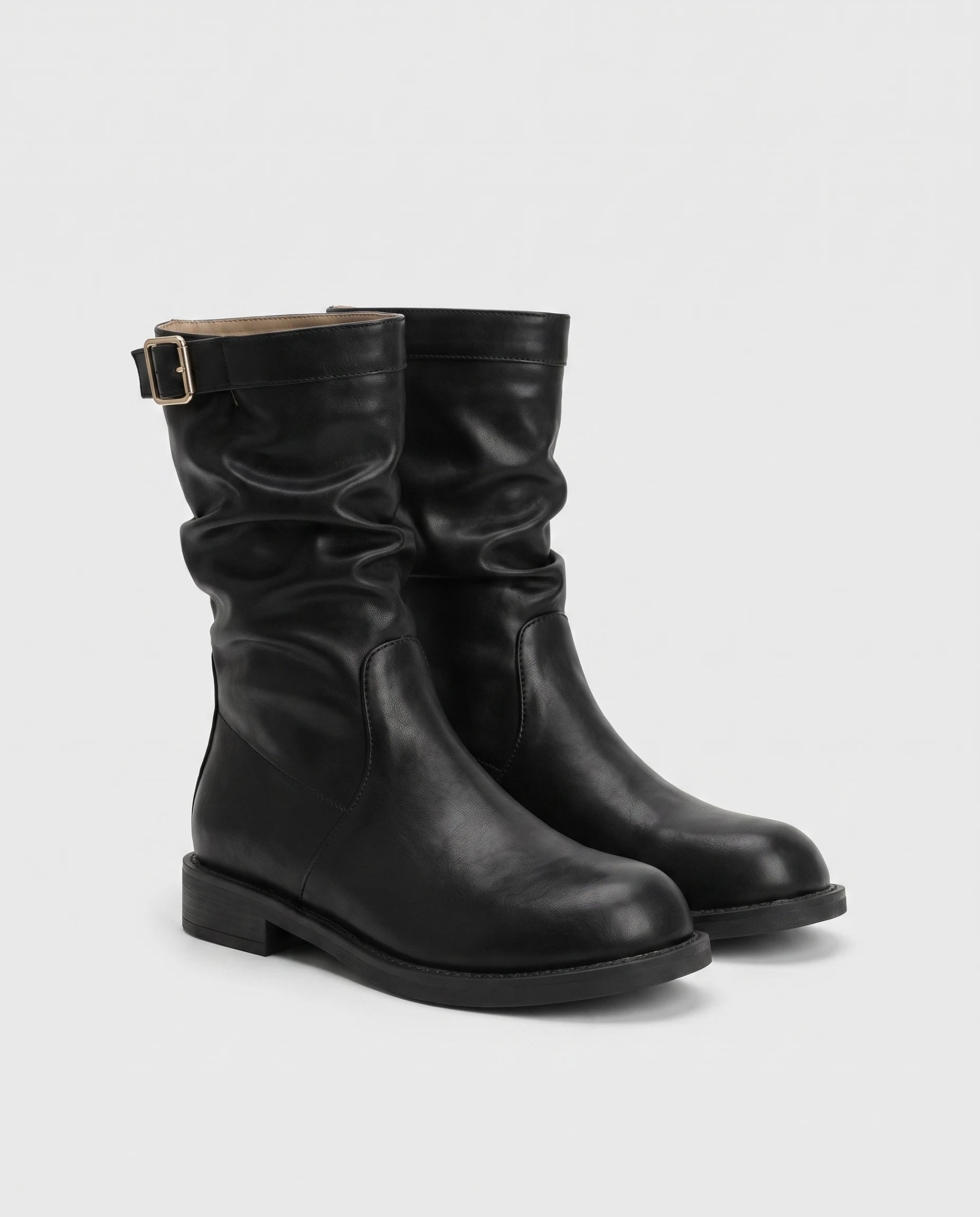 Bottes mi-mollet slouchy en simili Almire Noir — packshot studio