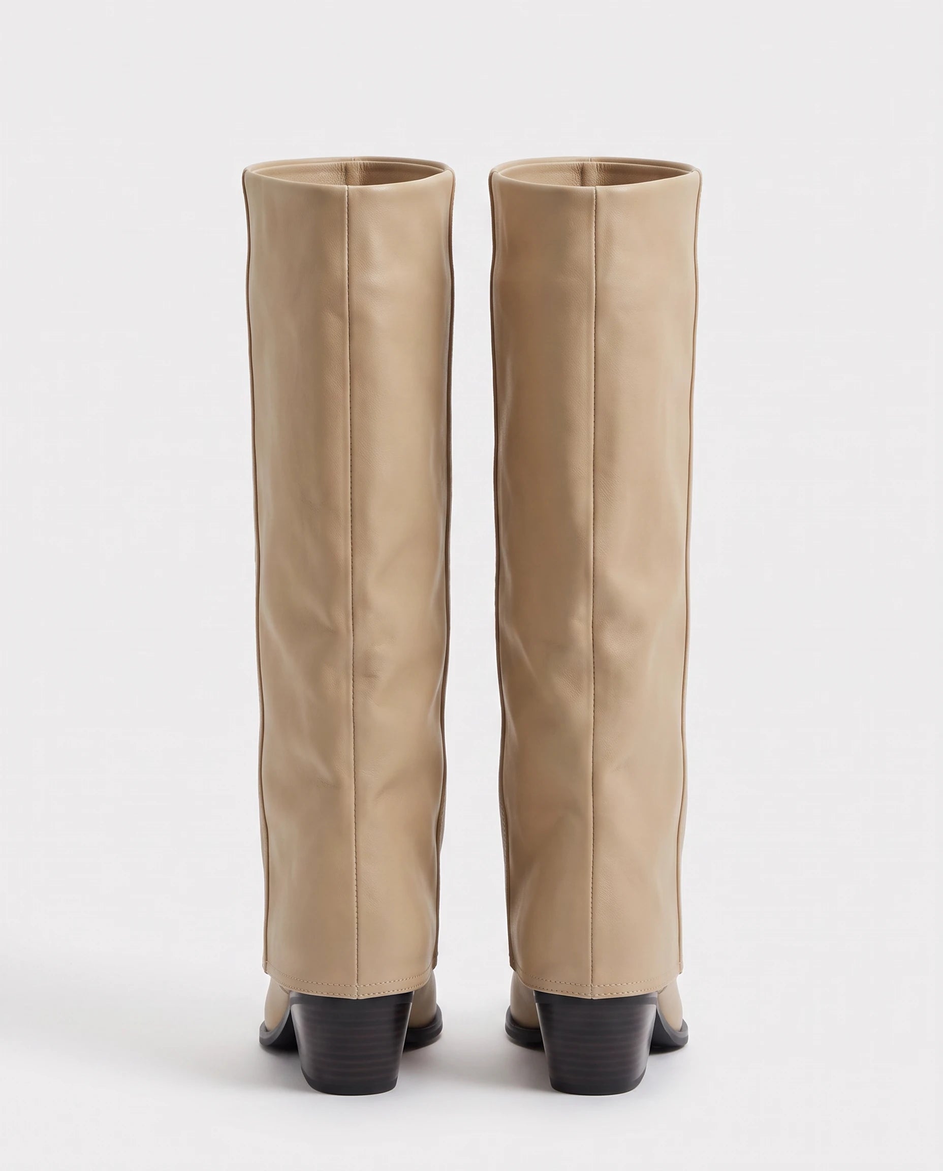 Bottes hautes à revers en simili Rosemarie — Beige, packshot vue complémentaire