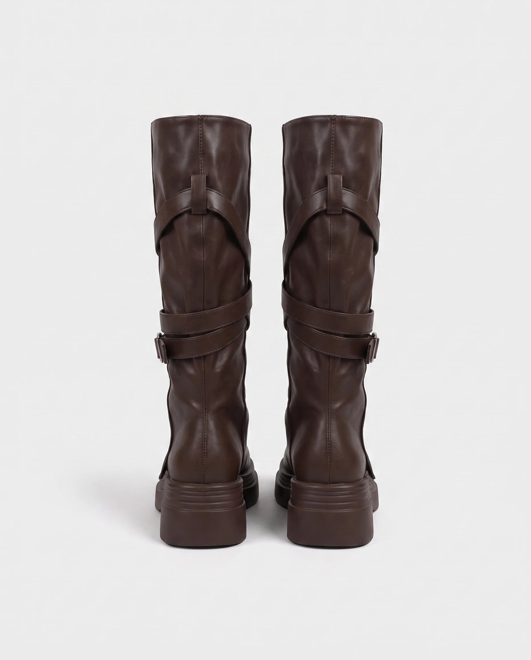 Bottes à sangles croisées et plateforme Judicaëlle — Brun, packshot vue complémentaire