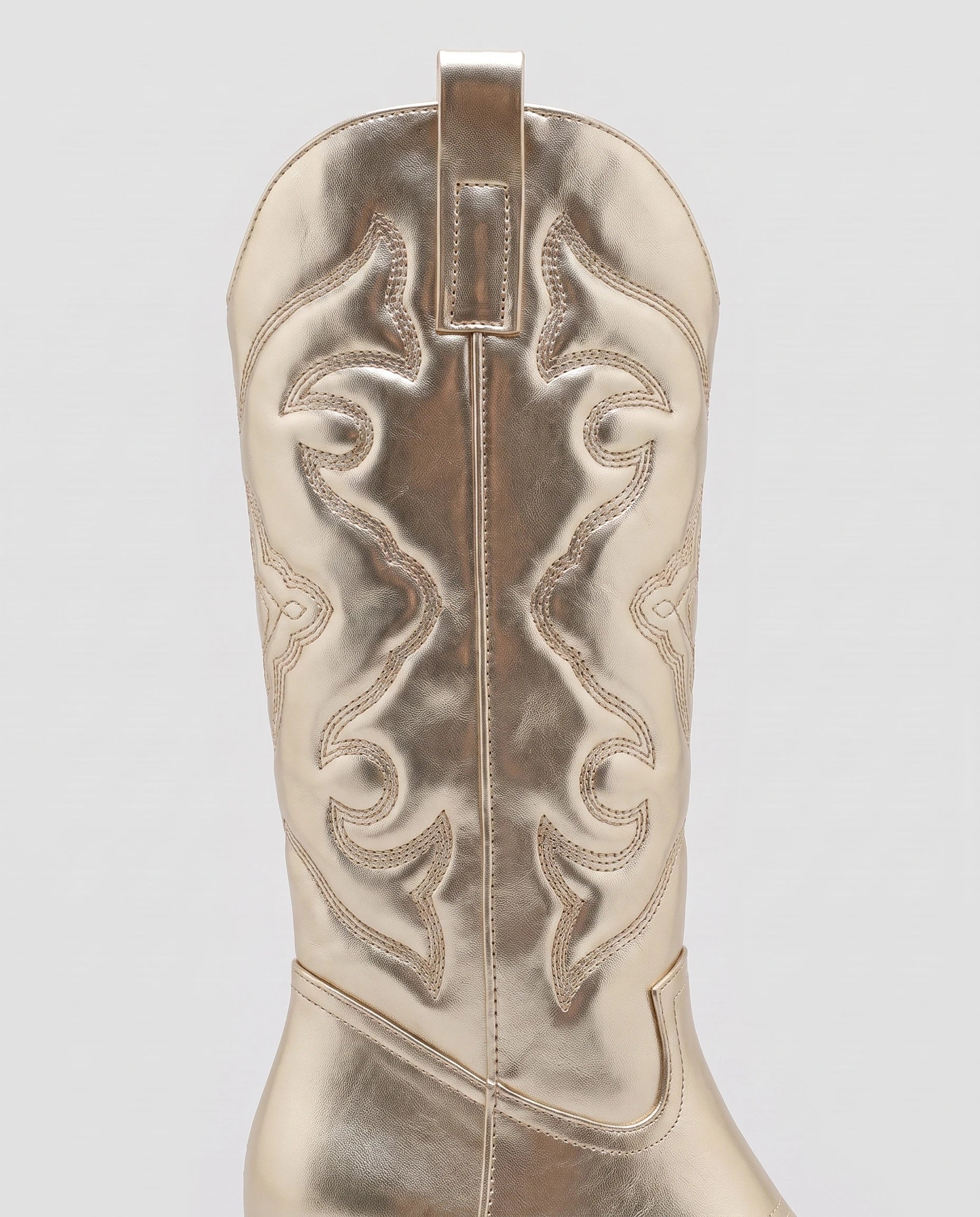 Bottes santiags mi-mollet en simili Artémise Doré — packshot, second angle