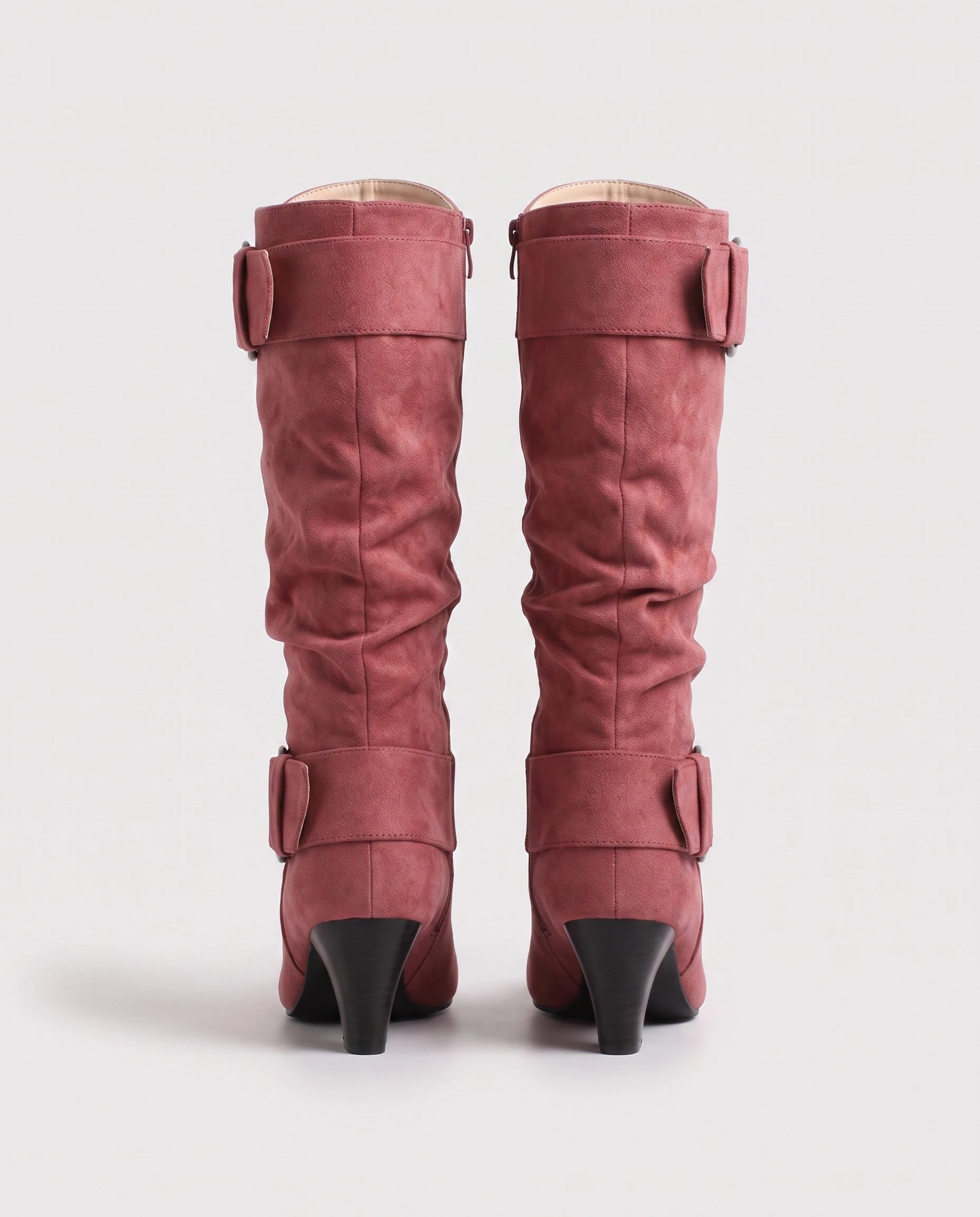 Bottes slouchy à boucles anneau en suédine Isadora — Vieux Rose, packshot vue complémentaire
