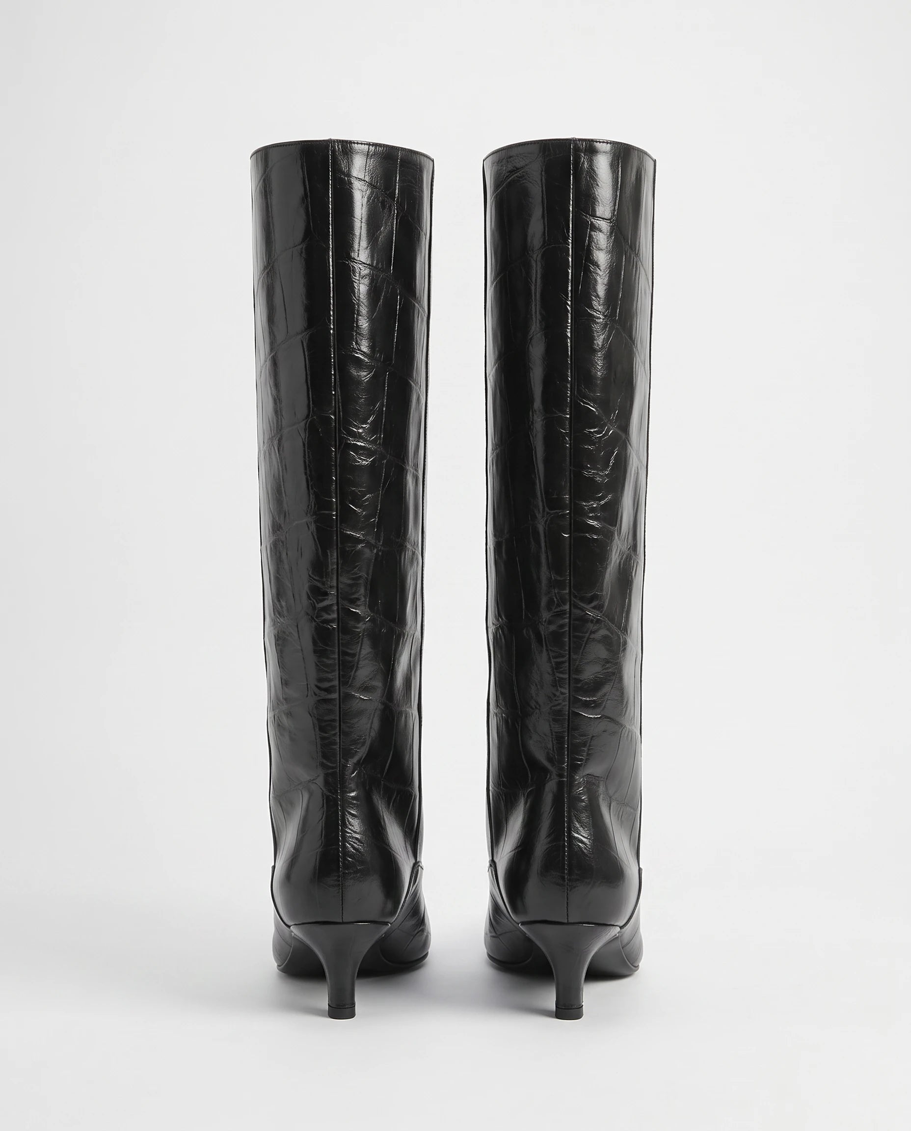 Bottes souples à petit talon effet croco Micheline — Noir, packshot vue complémentaire