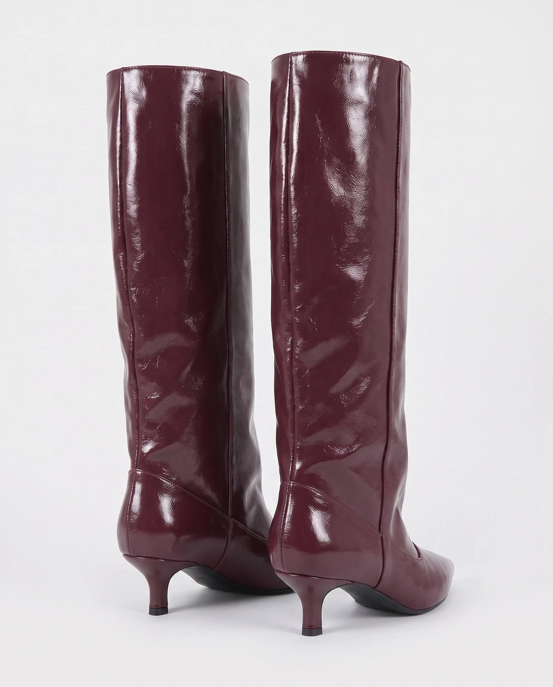 Bottes souples à petit talon en simili Paulette — Bordeaux, packshot vue complémentaire