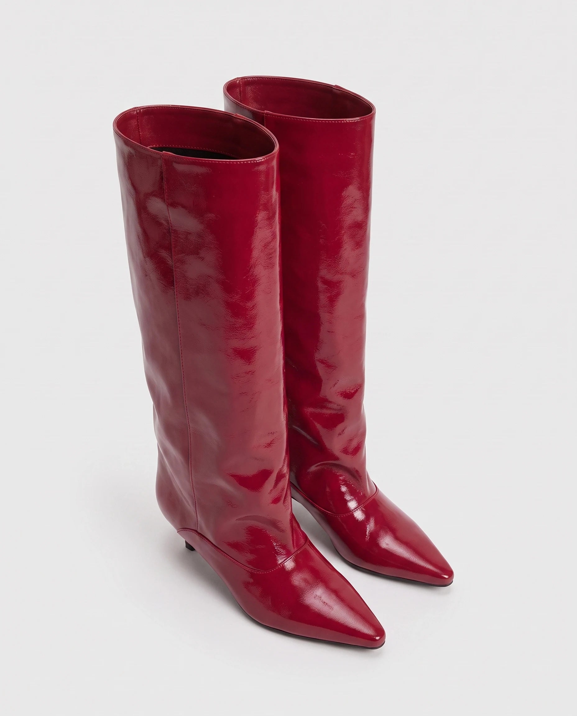 Bottes souples à petit talon en simili Paulette — Rouge, packshot vue complémentaire