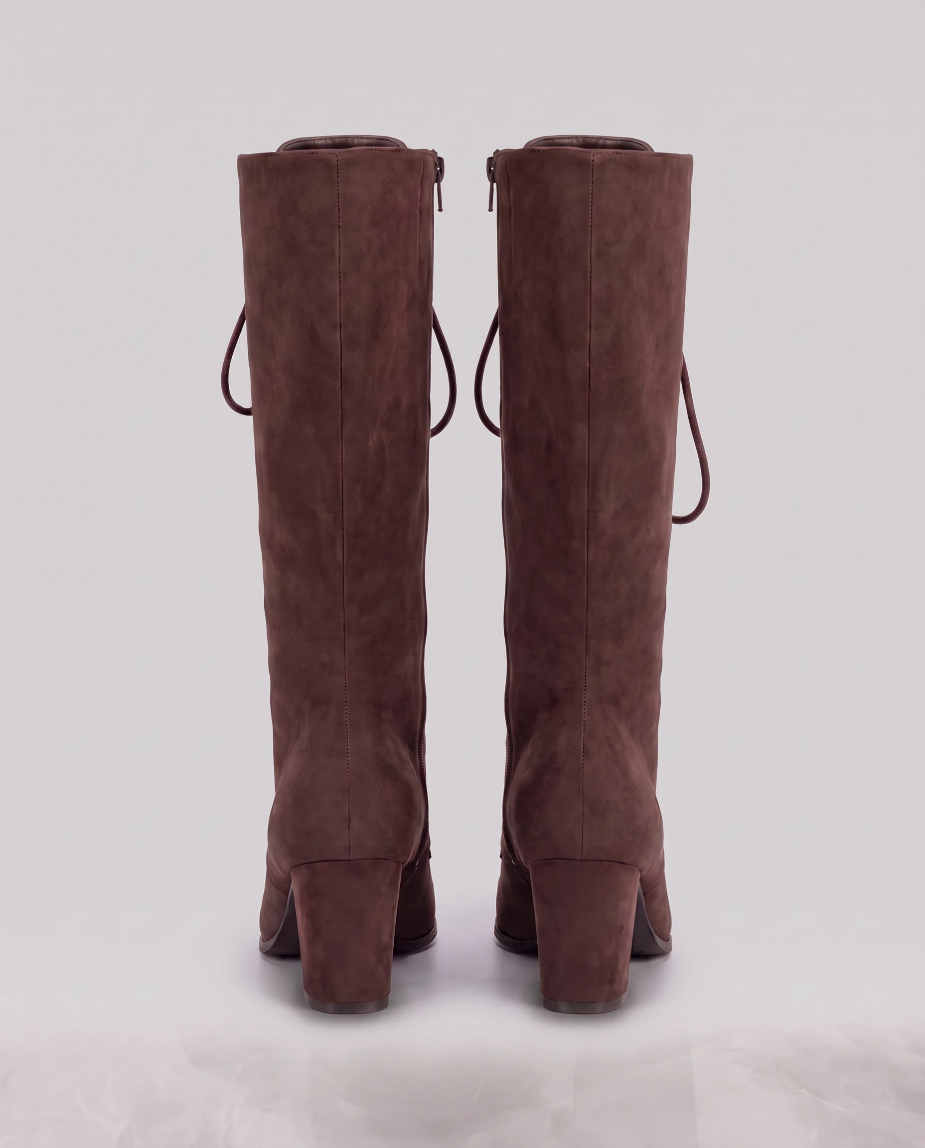 Bottes lacées victoriennes en suédine Wilhelmine — Brun Cacao, packshot vue complémentaire