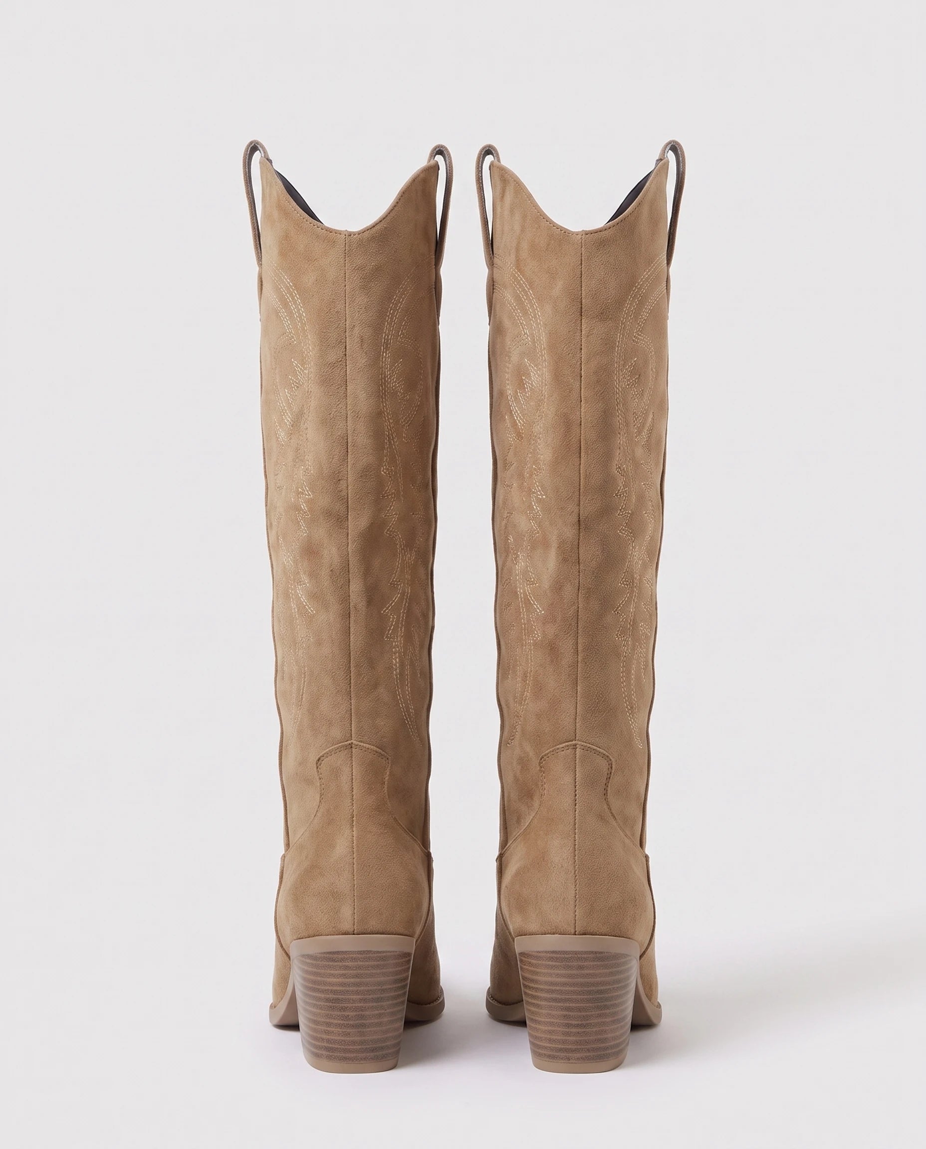 Bottes western à enfiler en suédine brodée Angélique — Camel, packshot vue complémentaire