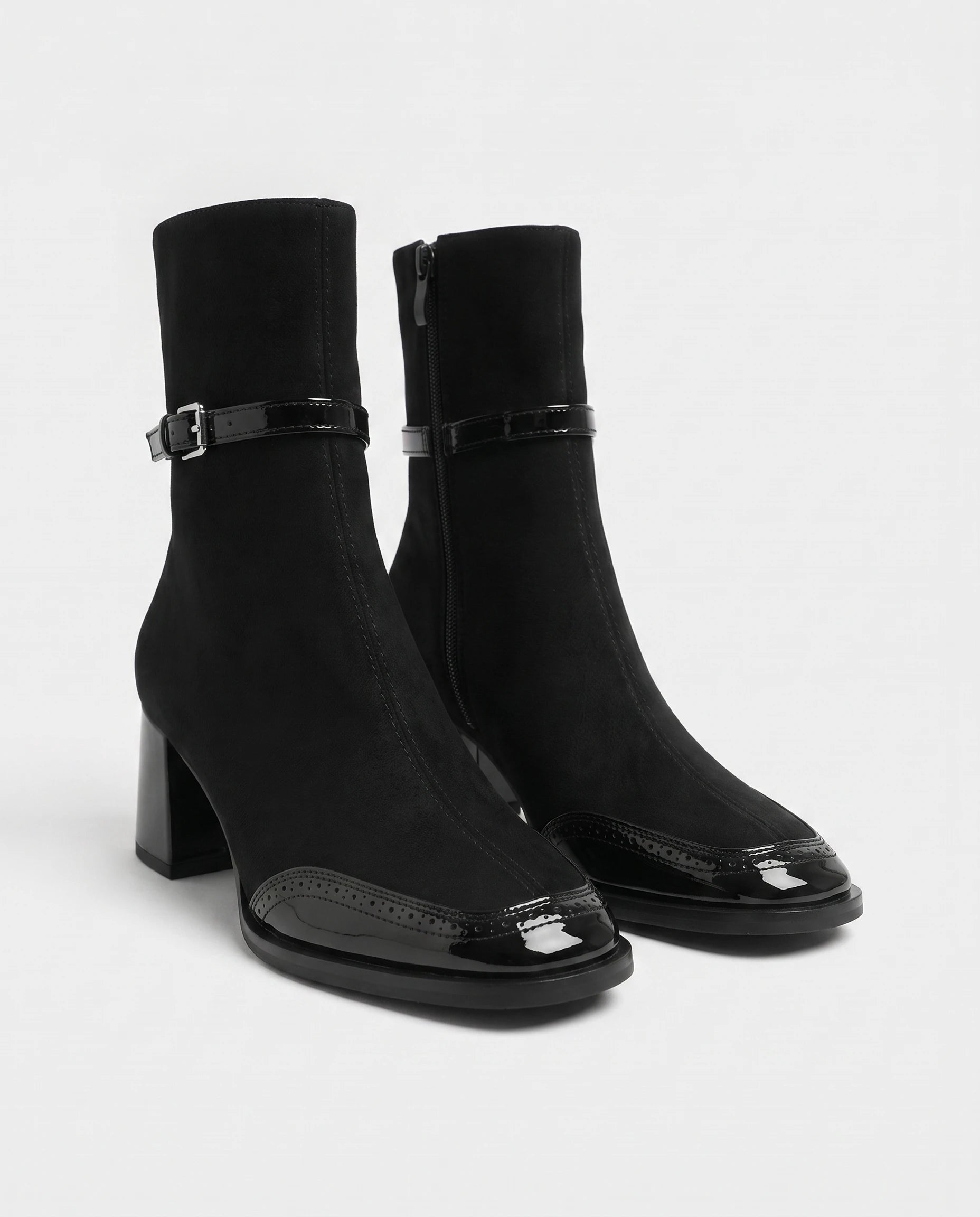 Bottines bi-matiere a bout verni Hyacinthe Noir — packshot, second angle