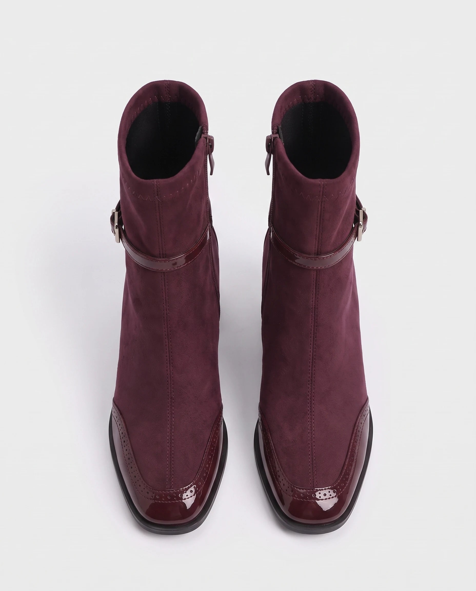 Bottines bi-matiere a bout verni Hyacinthe Prune-Marron — packshot, second angle