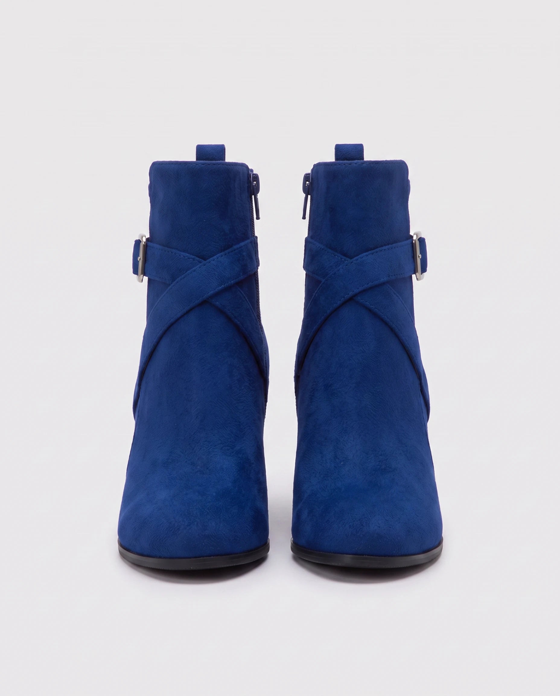 Bottines a bride et boucle en suedine Armantine Bleu Outremer — packshot, second angle