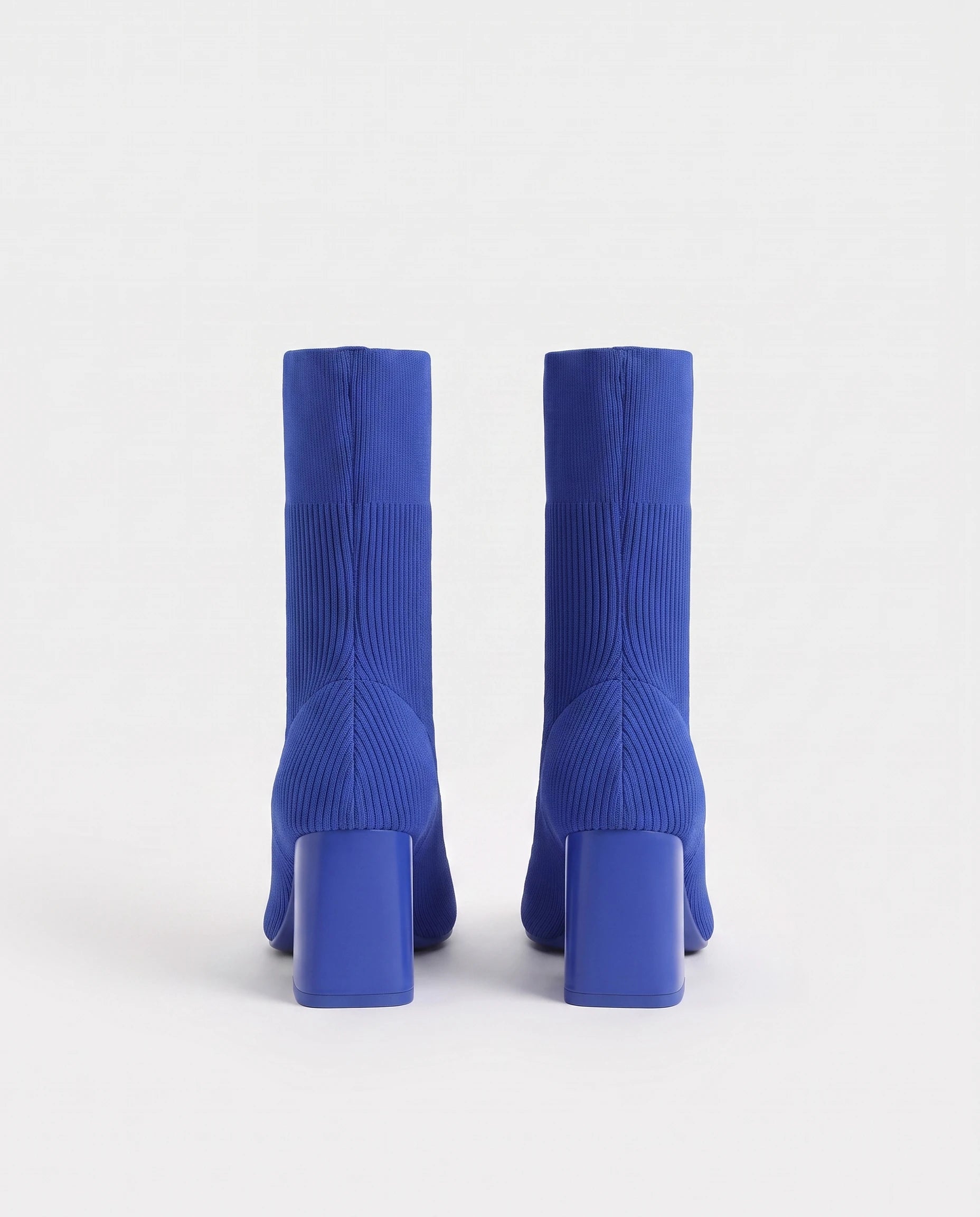 Bottines chaussettes en maille a talon haut Adelphine Bleu Cobalt — packshot, second angle
