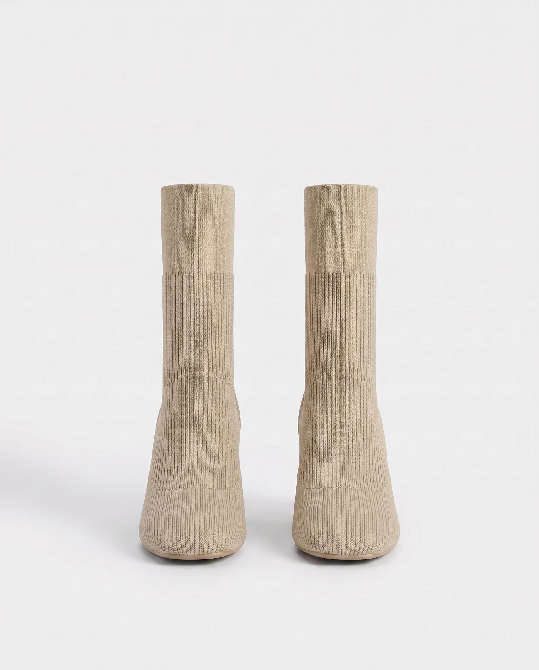 Bottines chaussettes en maille a talon haut Adelphine Sable — packshot, second angle