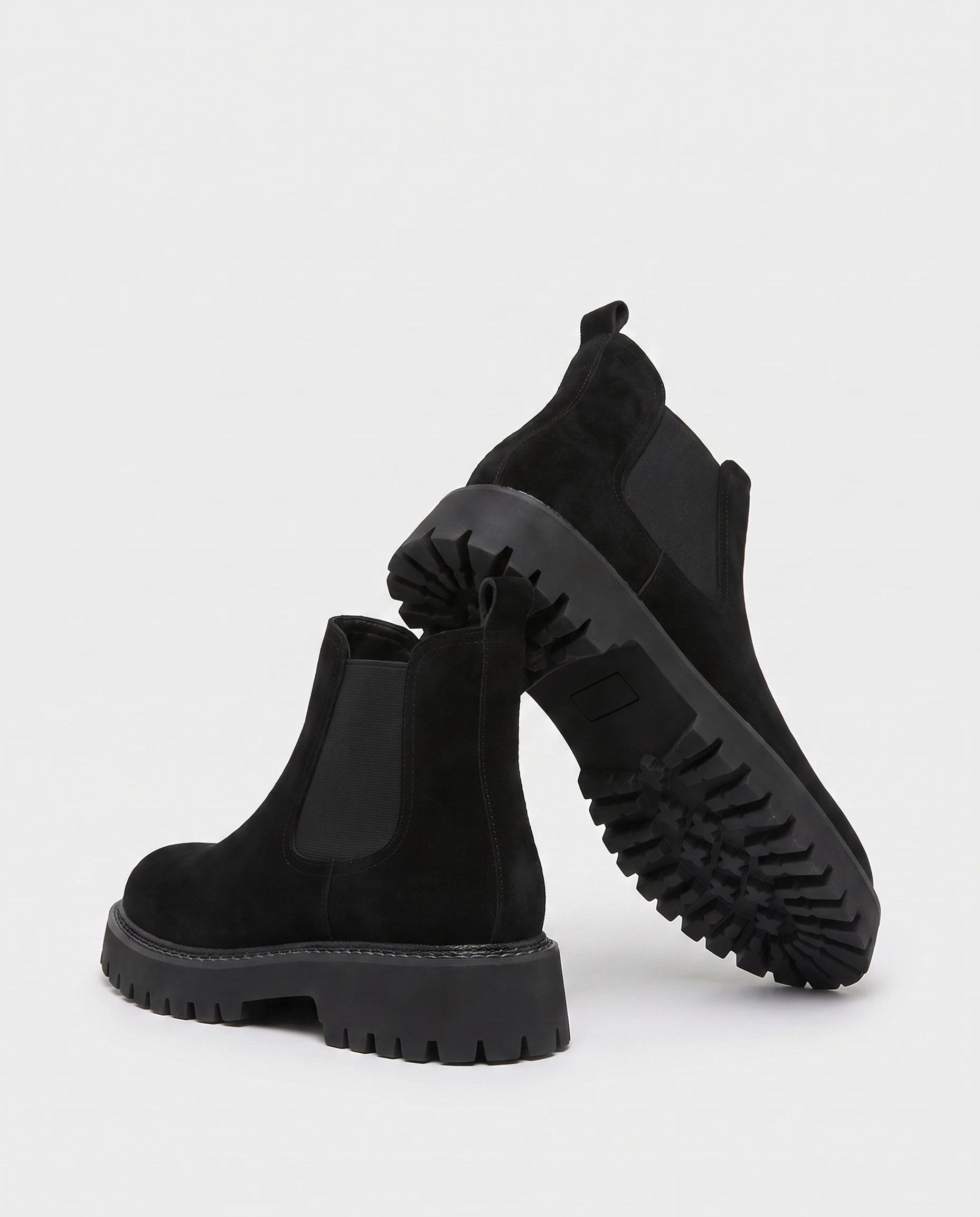 Bottines chelsea en suédine Théodosie — Noir, vue de dos avec semelle crantée