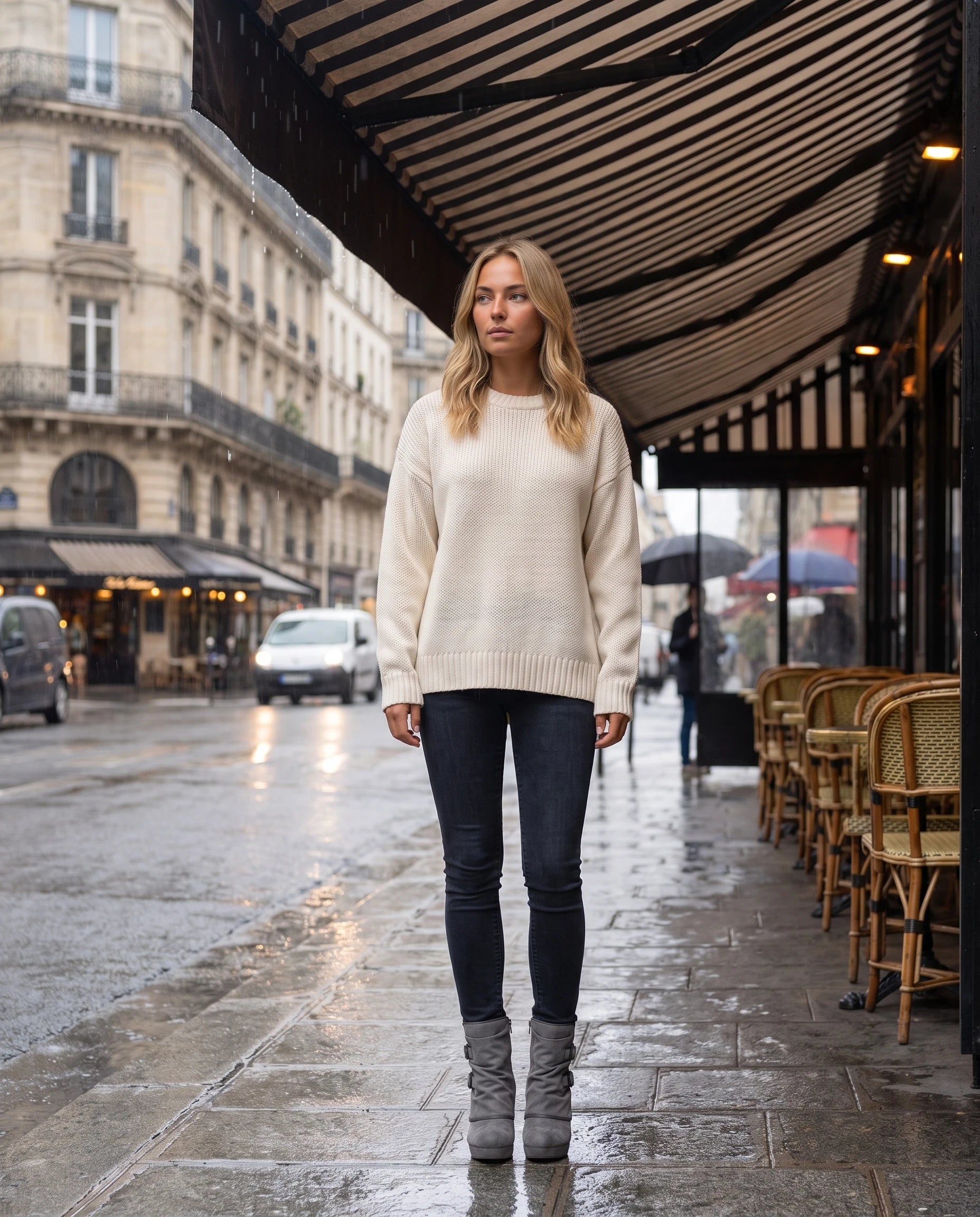 Bottines compensées à boucles en suédine Ermeline — Gris, portées en situation